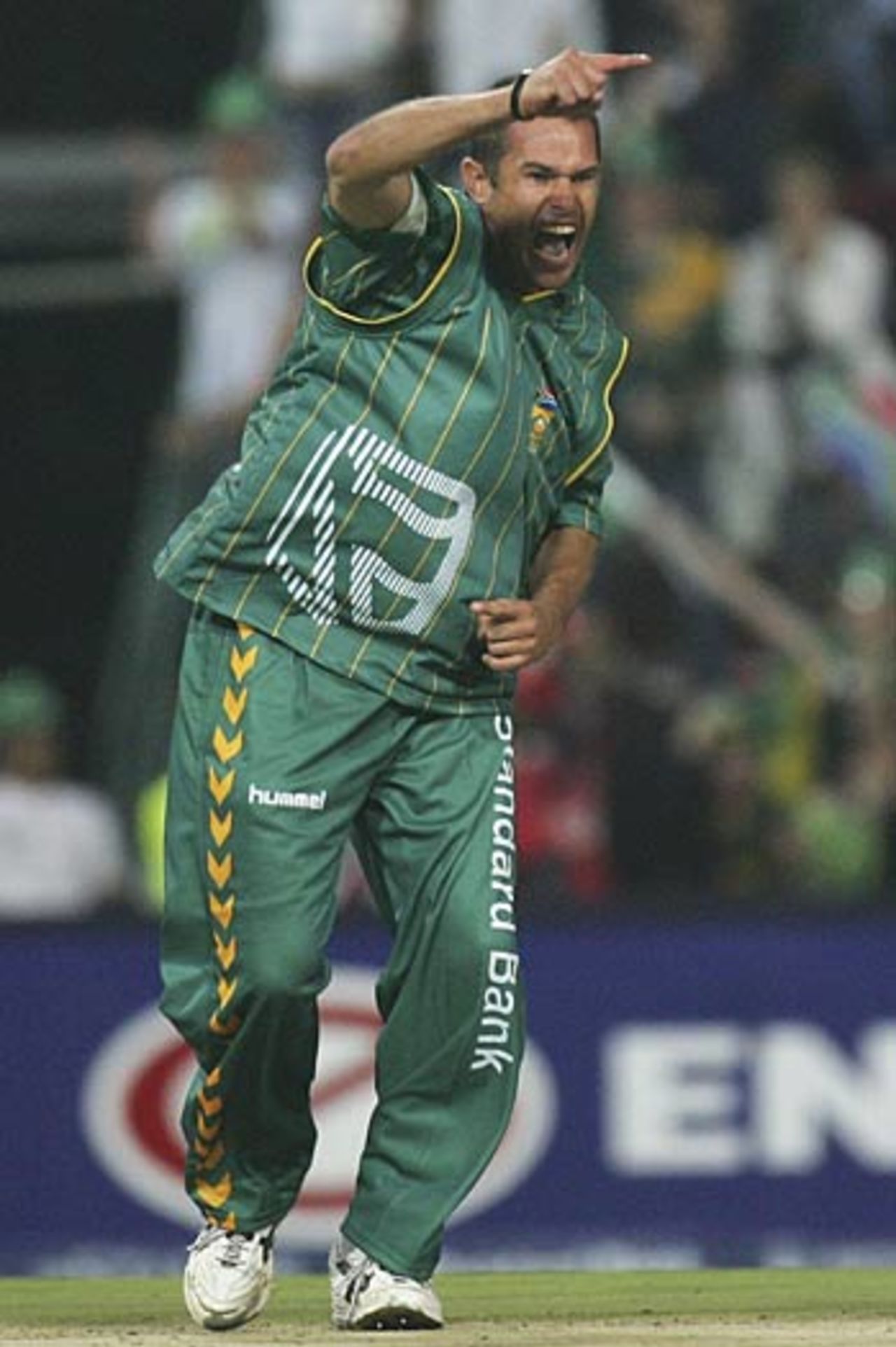 Andrew Hall celebrates trapping Ricky Ponting lbw, South Africa v Australia, Twenty20 International, Johannesburg, February 24, 2006