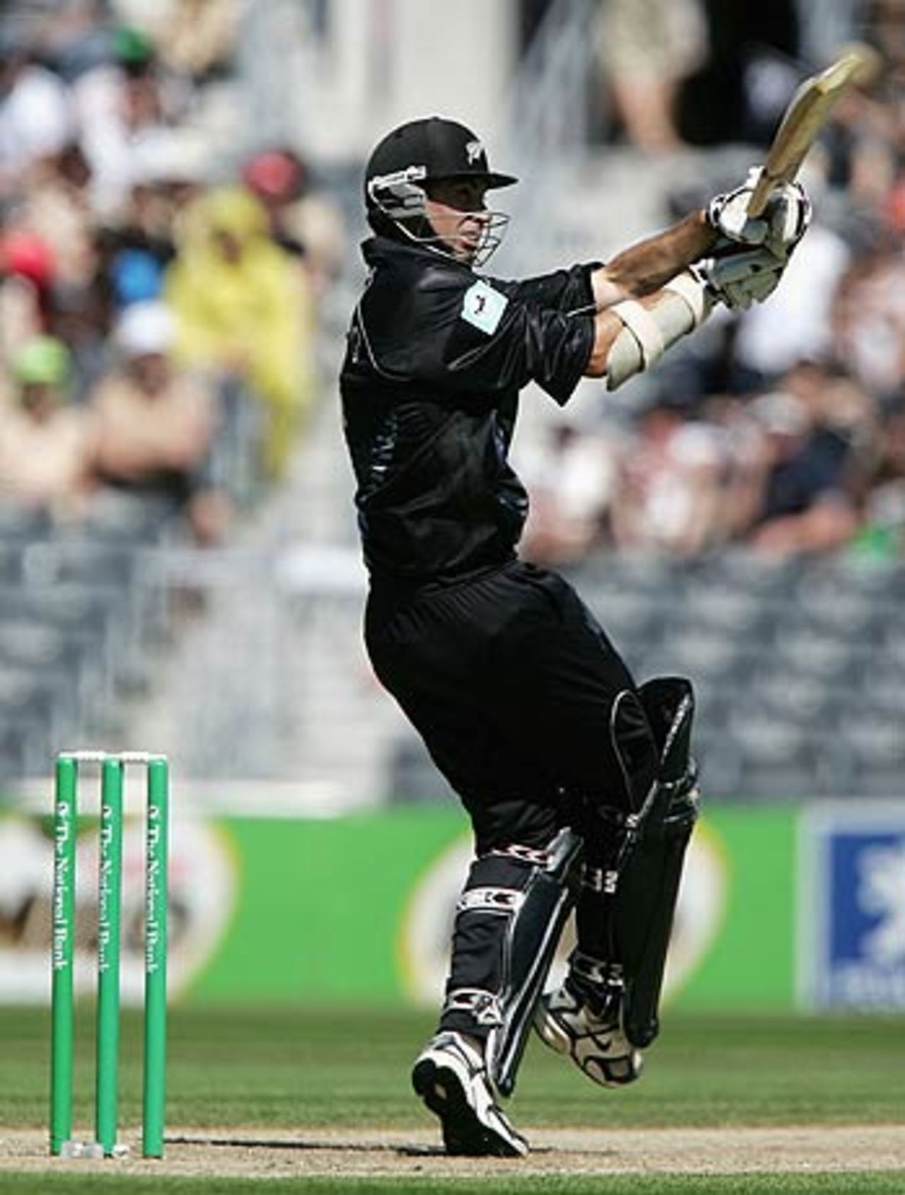 Stephe Fleming sends the ball to the boundary, 
New Zealand v West Indies, 3rd ODI, Christchurch, February 25 2006