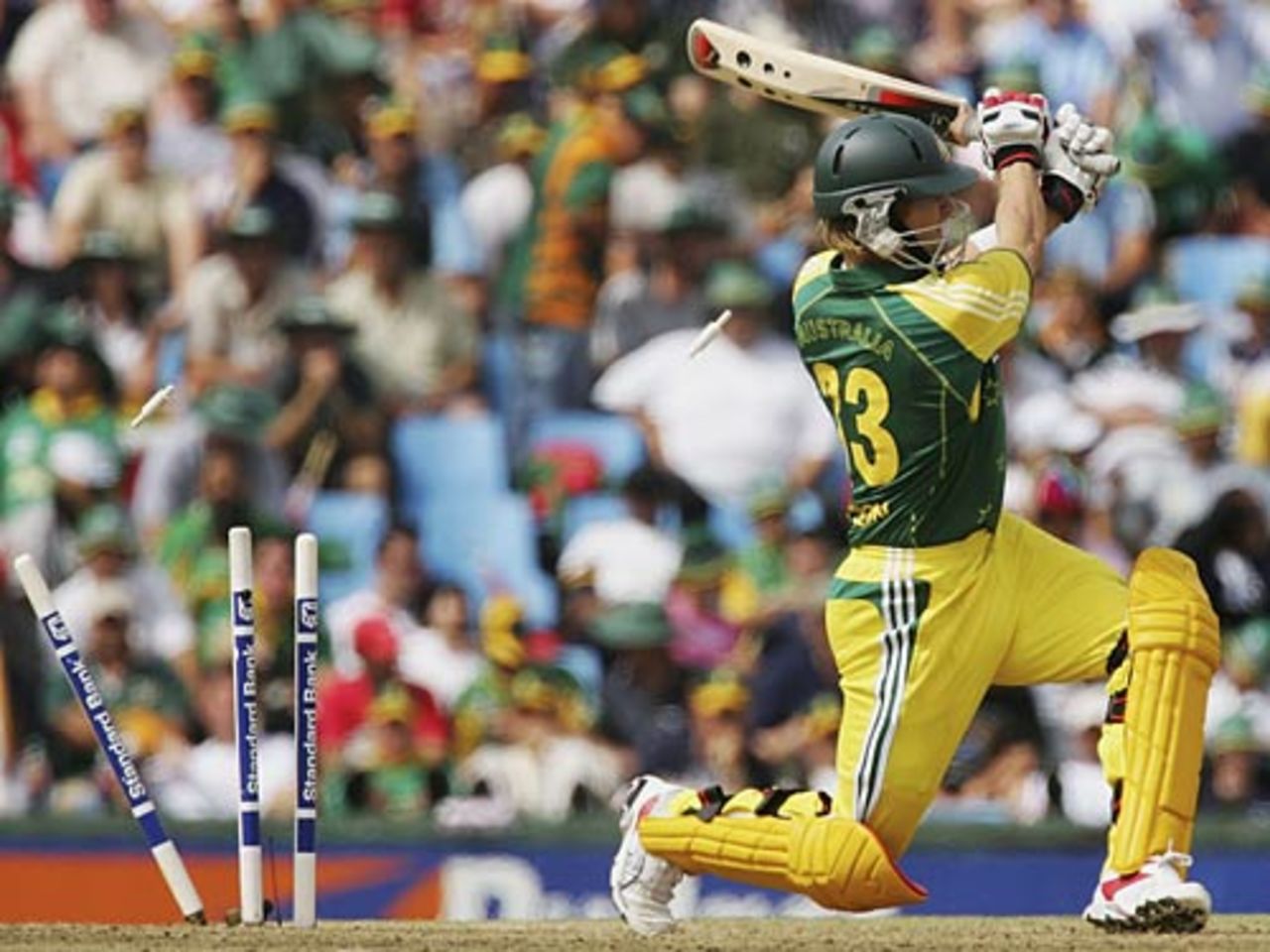 Swing and miss: Shane Watson has a wild swing as Australia try to pile on the runs at the death, South Africa v Australia, 1st ODI, Centurion Park, February 26, 2006