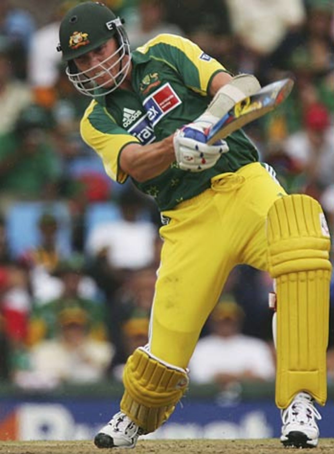 Brett Lee smashed a vital 38 to boost the Australian total after a sticky start, South Africa v Australia, 1st ODI, Centurion Park, February 26, 2006