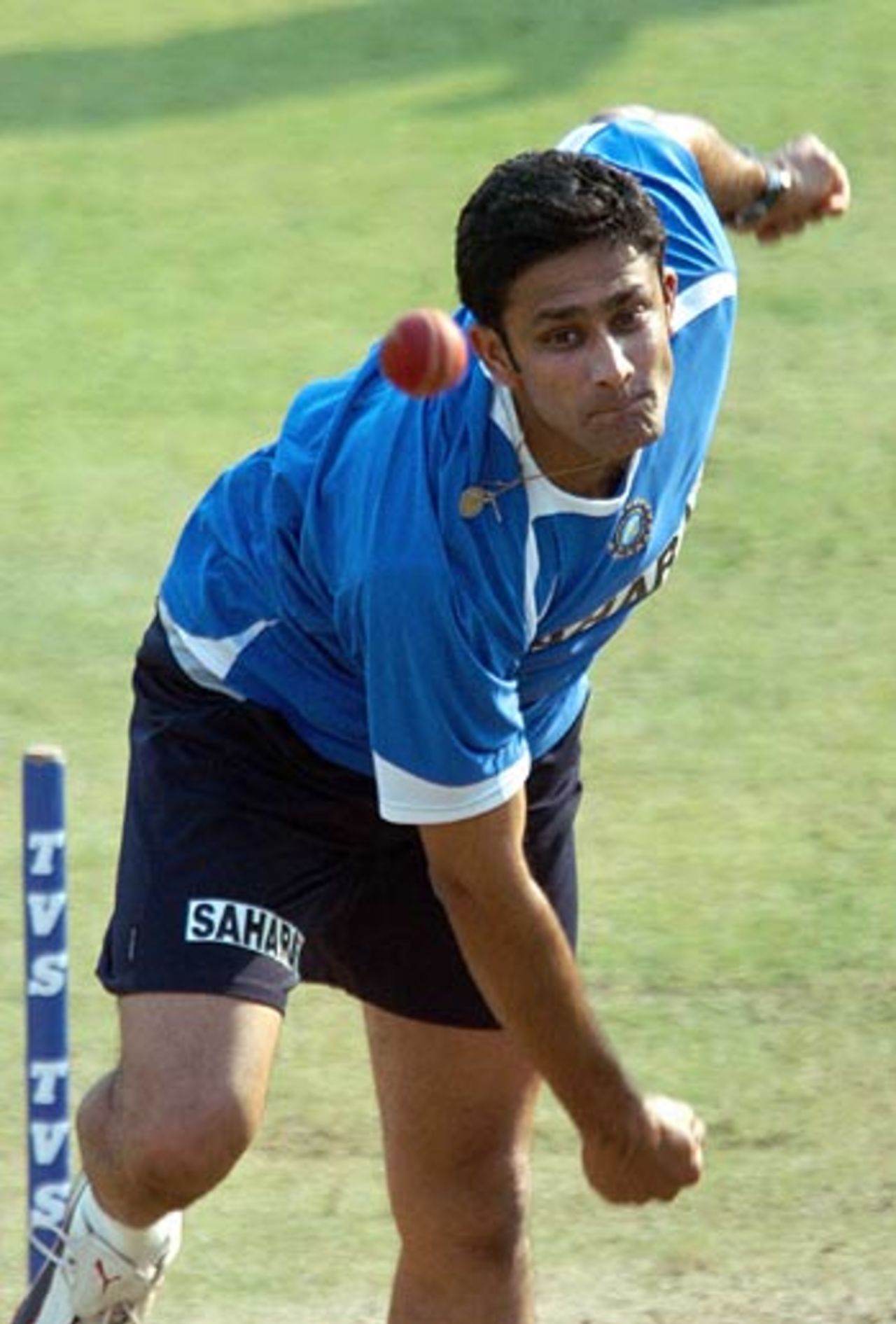 Anil Kumble prepares for the first Test and his key role against England. He is set to form a double spin attack with Harbhajan Singh, Nagpur, February 27, 2006