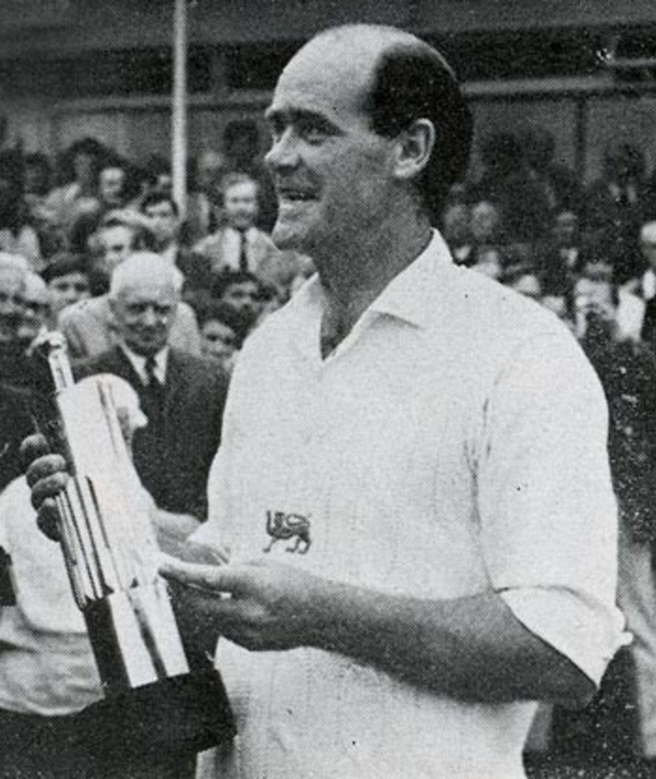 Brain Close with the Prudential trophy after England had beaten Australia 2-1 in England's first ODI series, September 1972