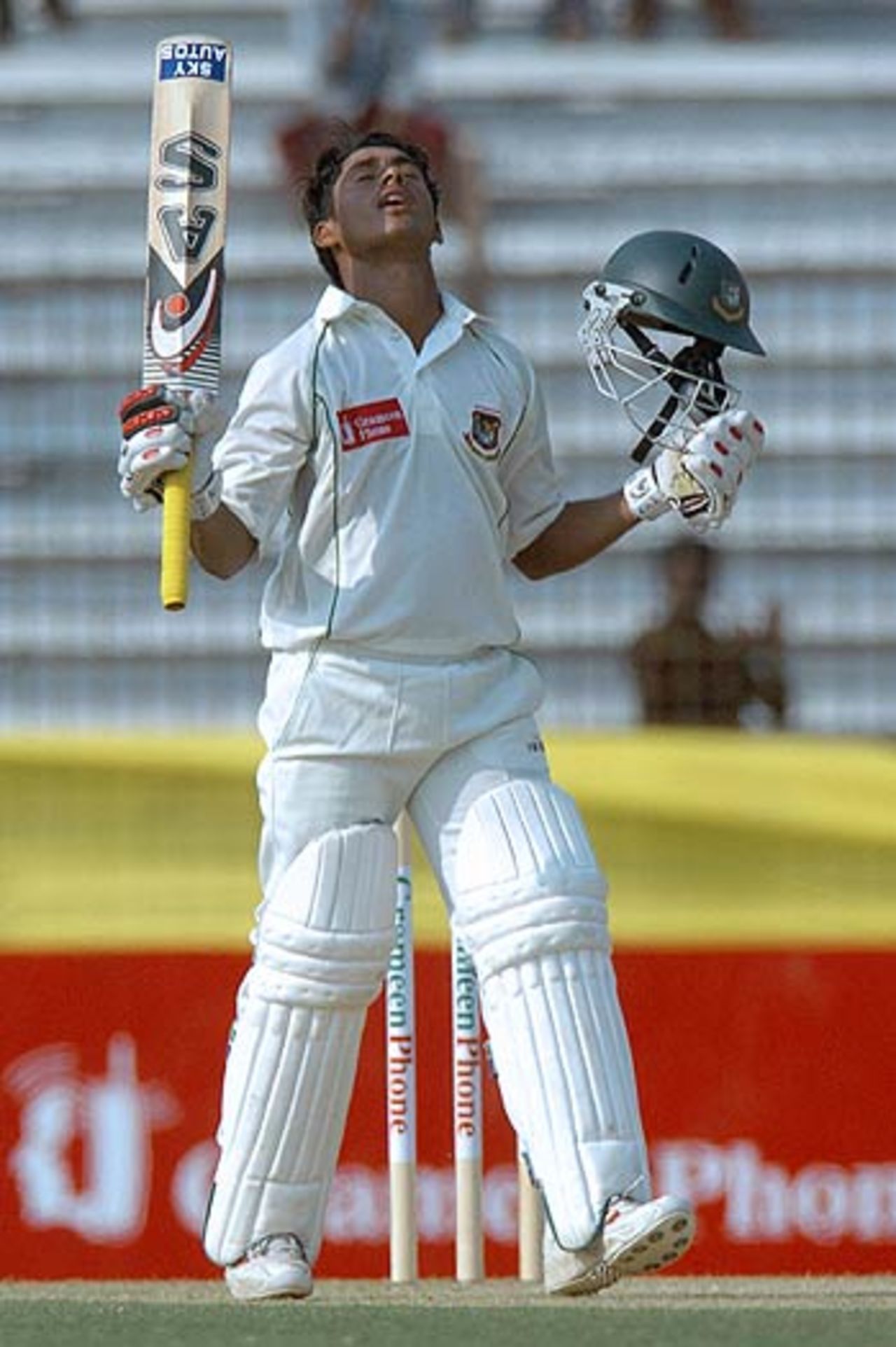 Mohammad Ashraful celebrates his sparkling hundred, Bangladesh v Sri Lanka, 1st Test, Chittagong, February 28, 2006