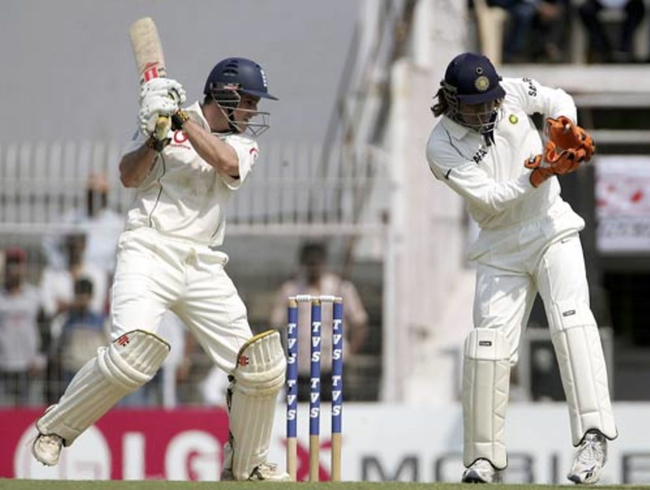 Andrew Strauss gives a short ball the treatment it deserves, India v England, 1st Test, Nagpur, 1st day, March 1, 2006