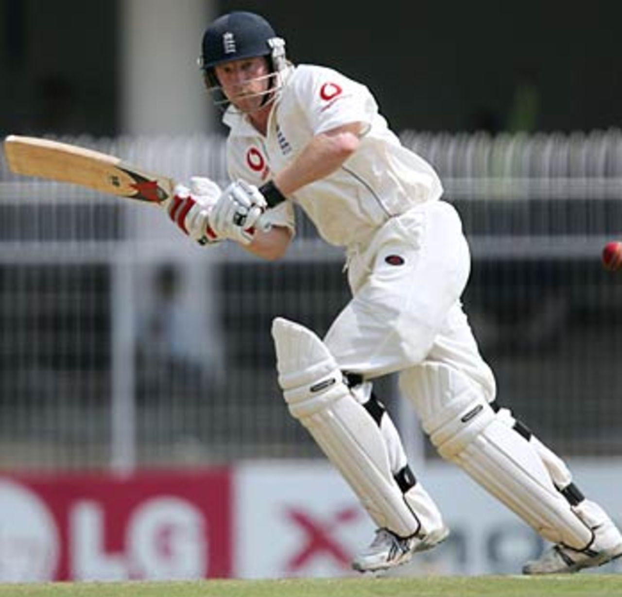 Paul Collingwood plays an on-drive enroute to a fighting half-century, India v England, 1st Test, Nagpur, 1st day, March 1 2006
