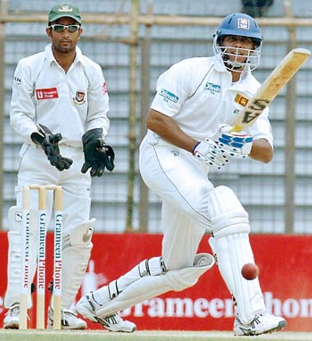 Michael Vandort turns one to on side as Khaled Mashud watches, Bangladesh v Sri Lanka, 1st Test, Chittagong, 4th day, March 3, 2006