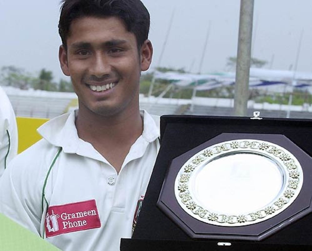 Mohammad Ashraful with the man-of-the-match trophy for his 136, Bangladesh v Sri Lanka, 1st Test, Chittagong, 4th day, March 3 2006
