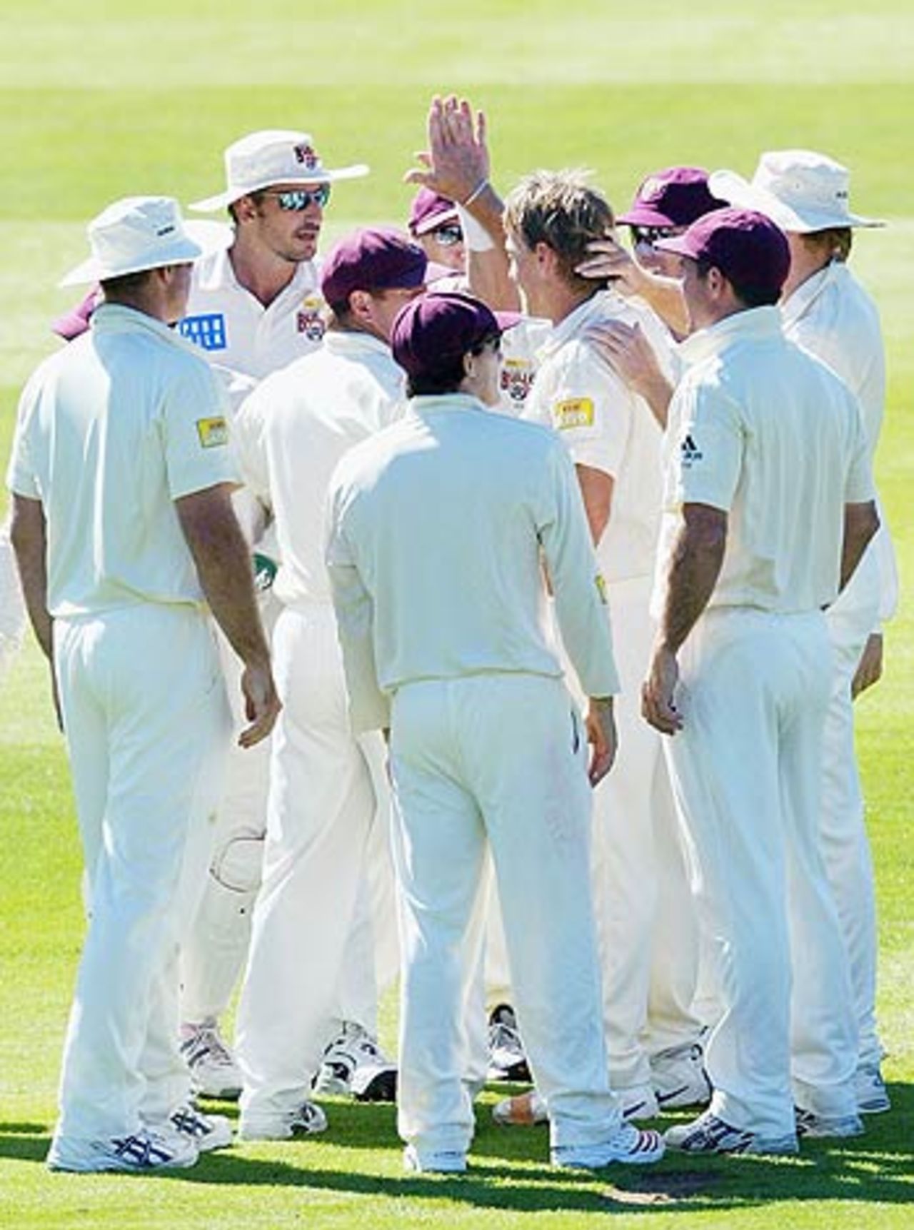 Queensland Bulls celebrate a wicket, Victoria v Queensland, Pura Cup, Melbourne, 3rd day, March 4 2006