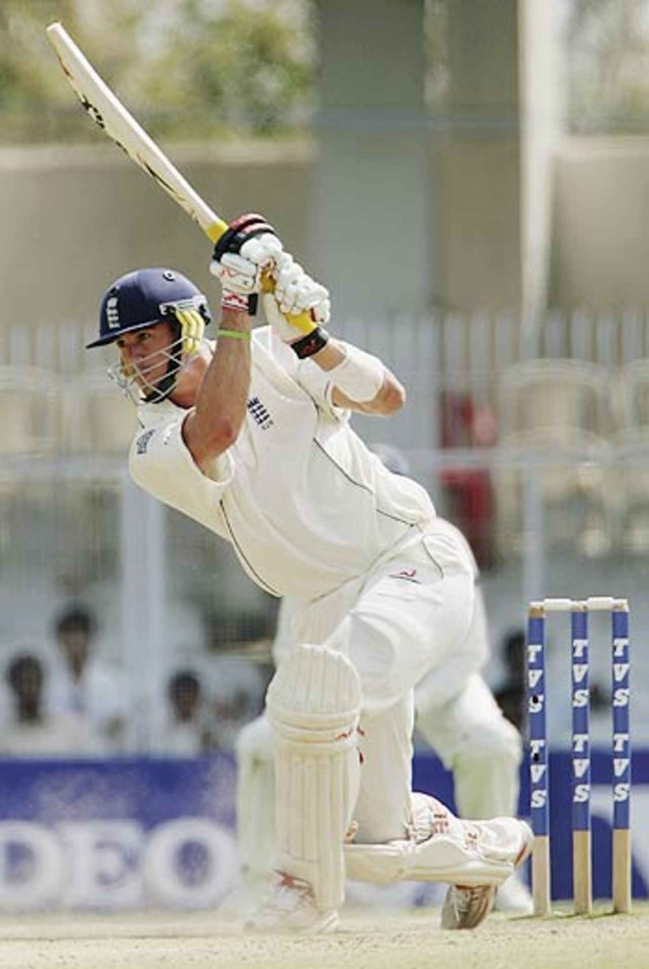 Kevin Pietersen rode his luck to bring up fifty just after tea, India v England, Nagpur, March 4, 2006