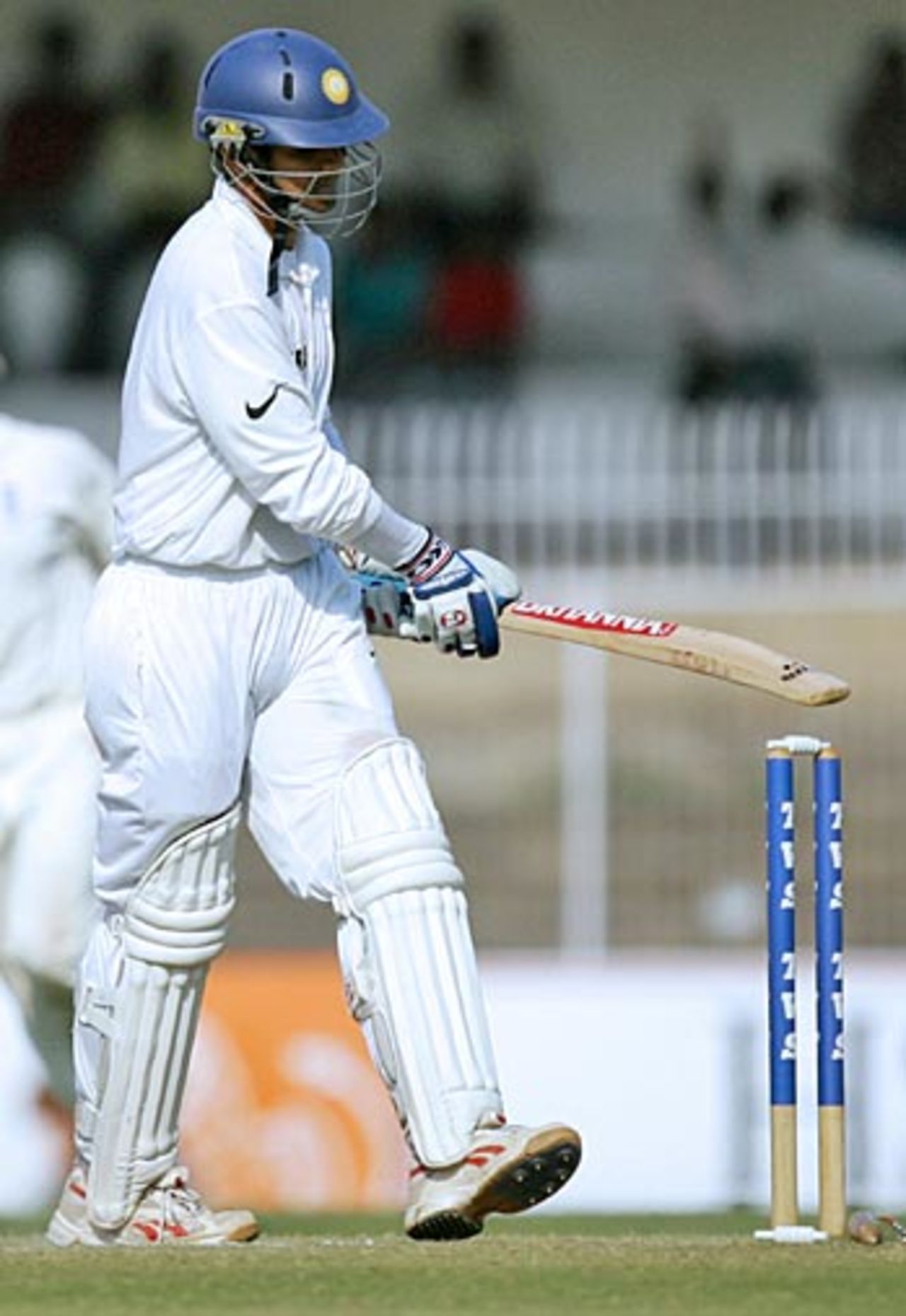 A clearly disappointed Rahul Dravid is bowled by Monty Panesar, India v England, 1st Test, Nagpur, March 5, 2006