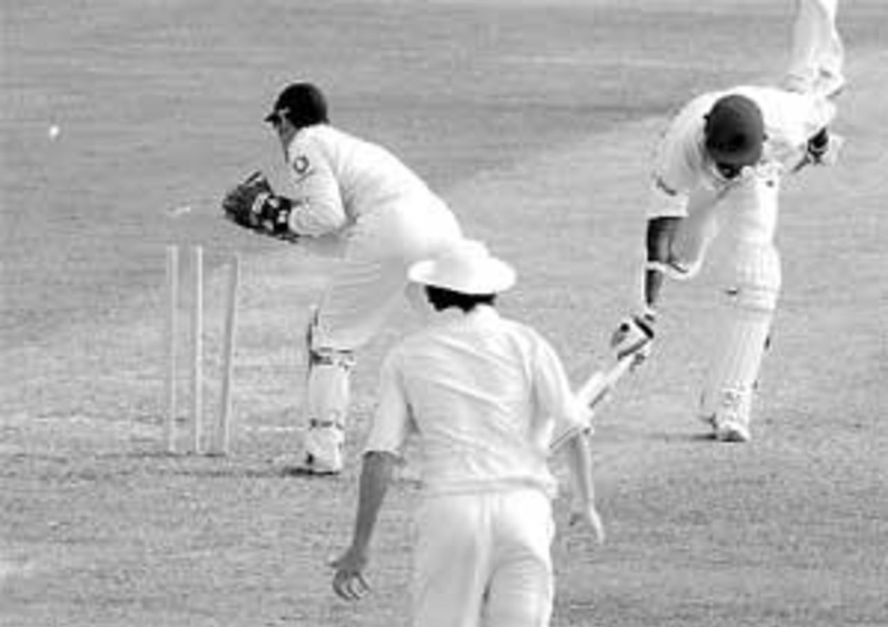 Andrew Richardson is controversially run out by Chris Read, West Indies A v England A, St Lucia, March 4, 2006