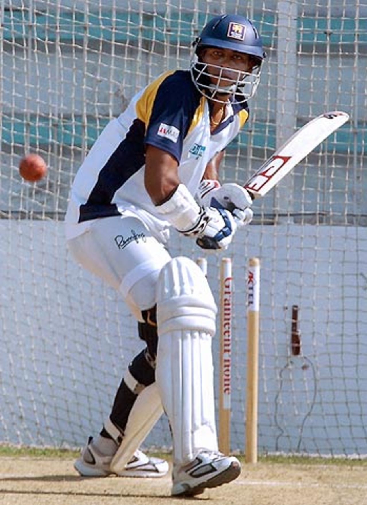 Michael Vandort bats in the nets during a training session before the second Test, Bogra, March 6 2006