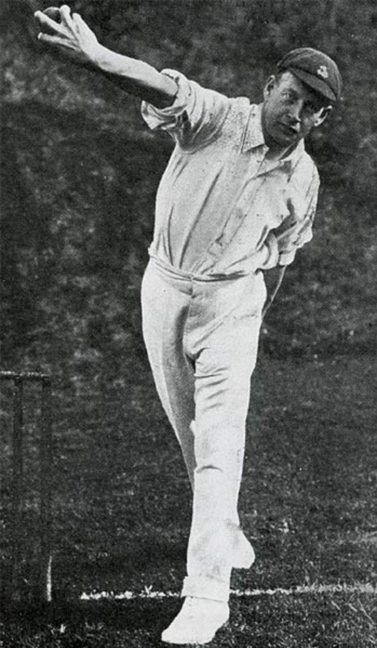 Douglas Carr in posed bowling shot 1910
