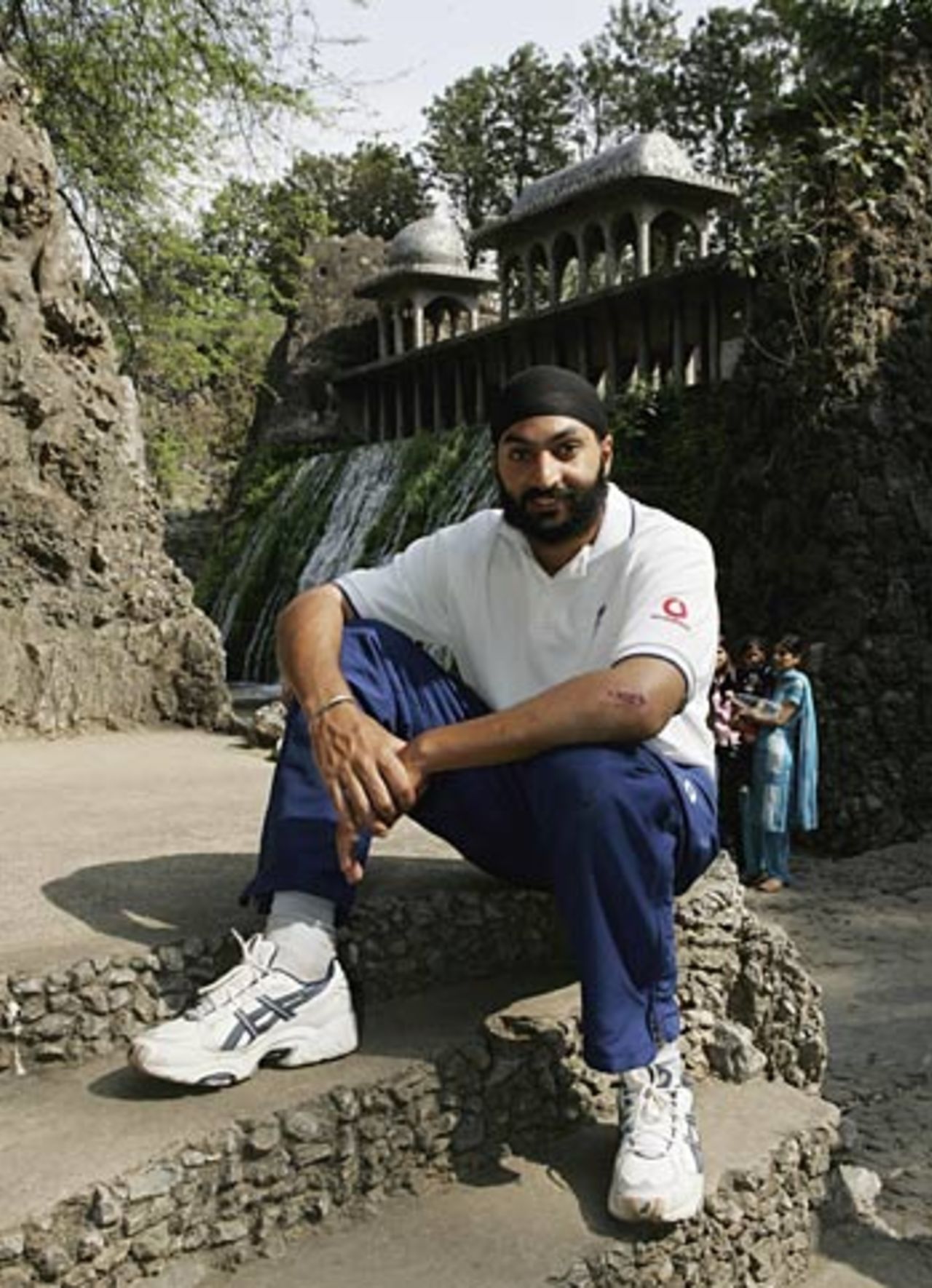 Monty Panesar relaxes ahead of the second Test, where he will be aiming to follow his impressive debut performance, Mohali, March 7, 2006