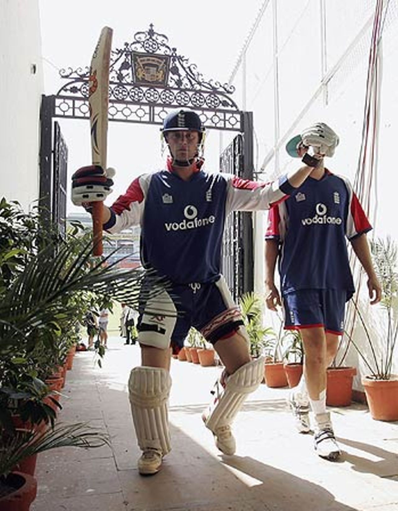 'Bring it on!' Andrew Flintoff in a lighter mood after a nets session, PCB Stadium, Mohali, March 8, 2006