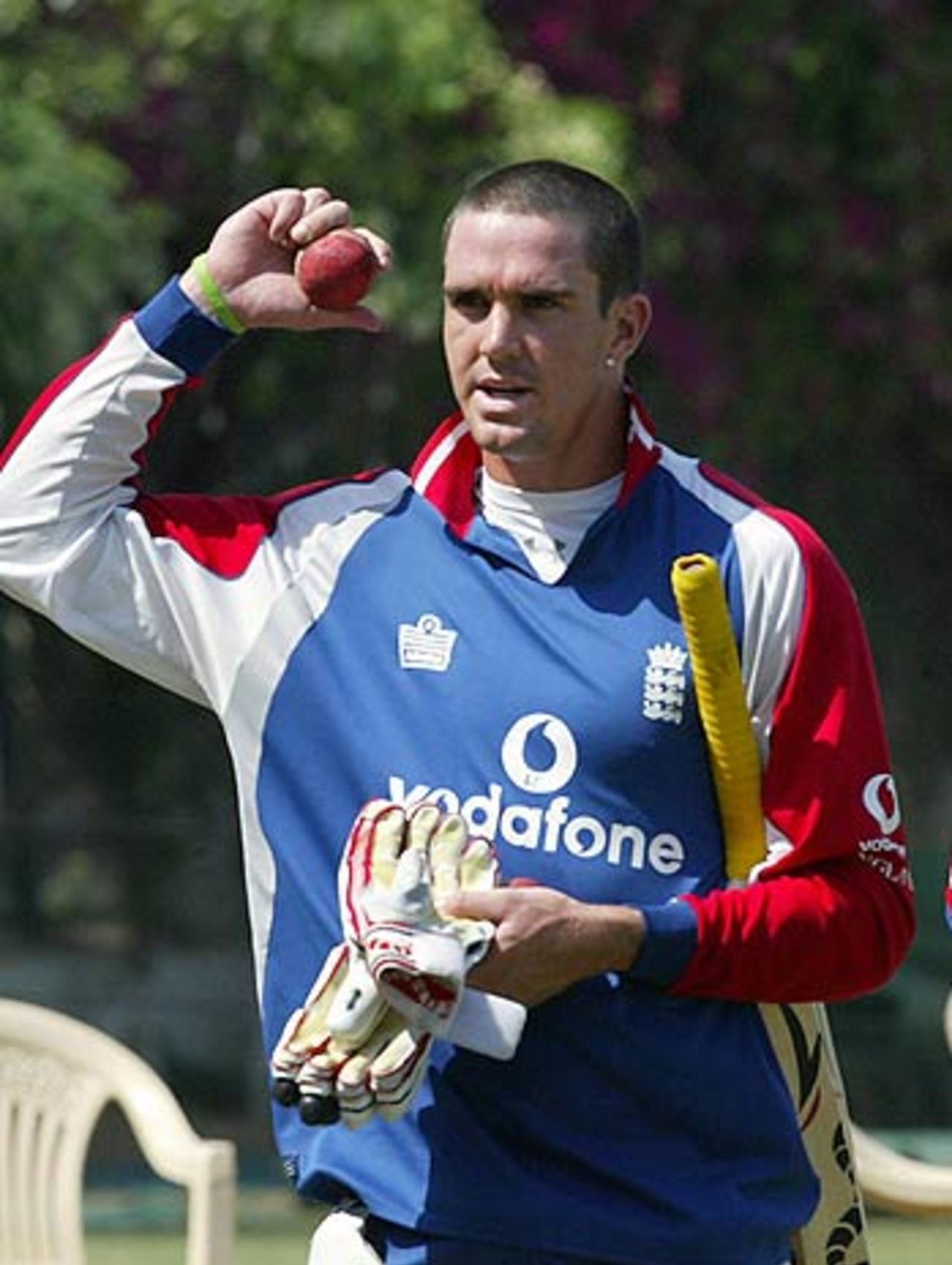 Kevin Pietersen during a practice session on the eve of the second Test, PCB Stadium, Mohali, March 8, 2006
