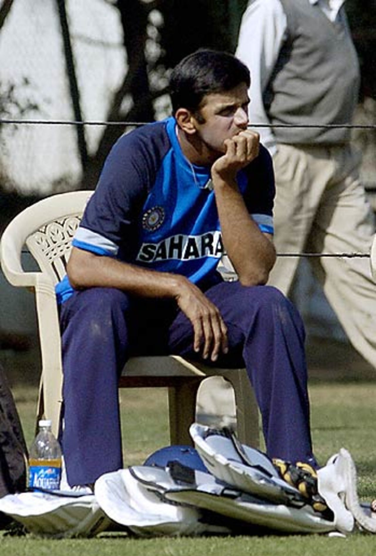 Rahul Dravid mulls his options ahead of the second Test, PCB Stadium, Mohali, March 8, 2006