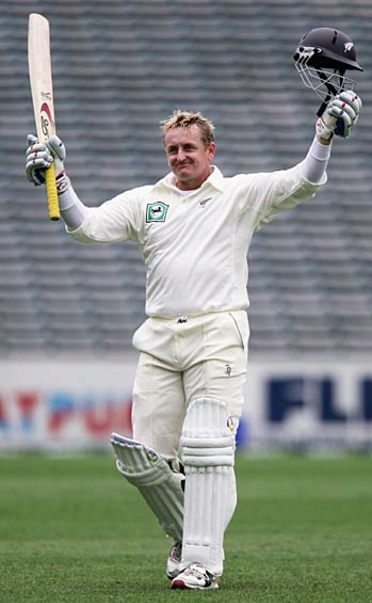 Scott Styris celebrates his hundred, New Zealand v West Indies, 1st Test, Auckland, 1st day, March 9 2006