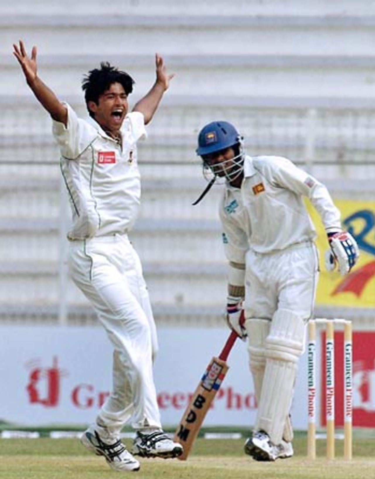 Shahadat Hossain celebrates the dismissal of Upul Tharanga, Bangladesh v Sri Lanka, 2nd Test, Bogra, 3rd day, March 10, 2006