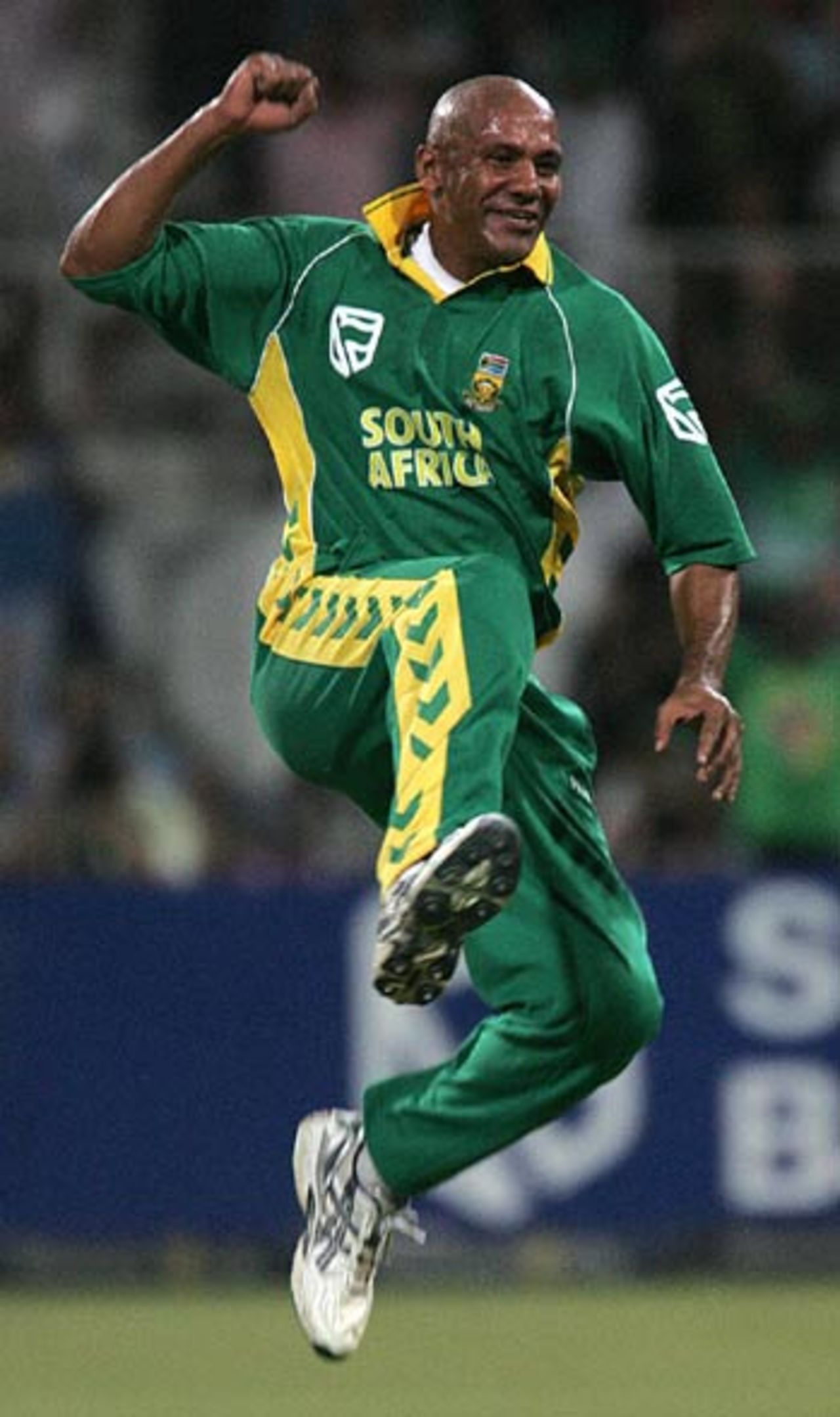 Roger Telemachus celebrates another wicket, South Africa v Australia, 4th ODI, Durban, 10 March, 2006