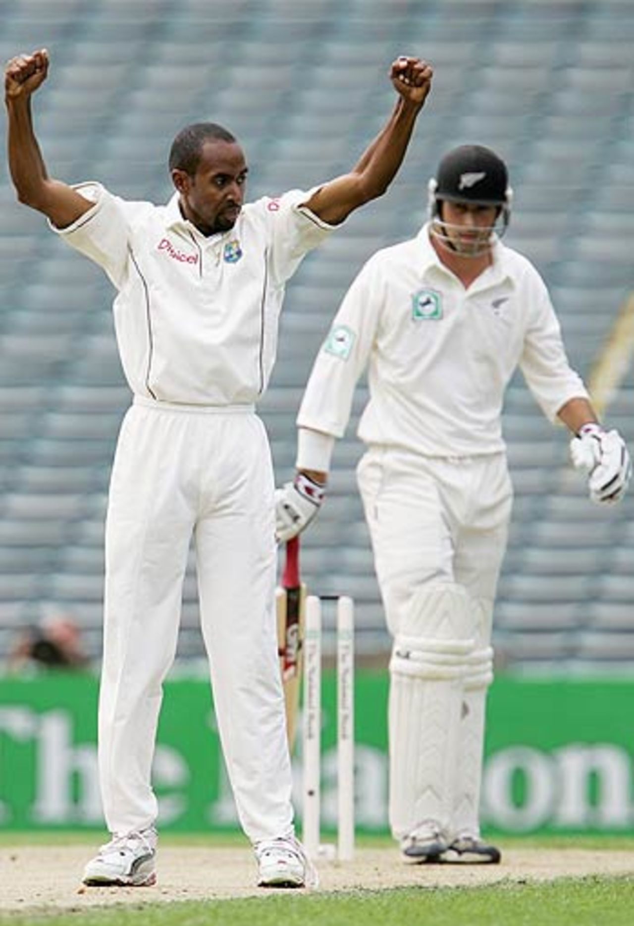 Ian Bradshaw celebrates the wicket of Stephen Fleming, New Zealand v West Indies, 1st Test, Auckland, 3rd day, March 11, 2006