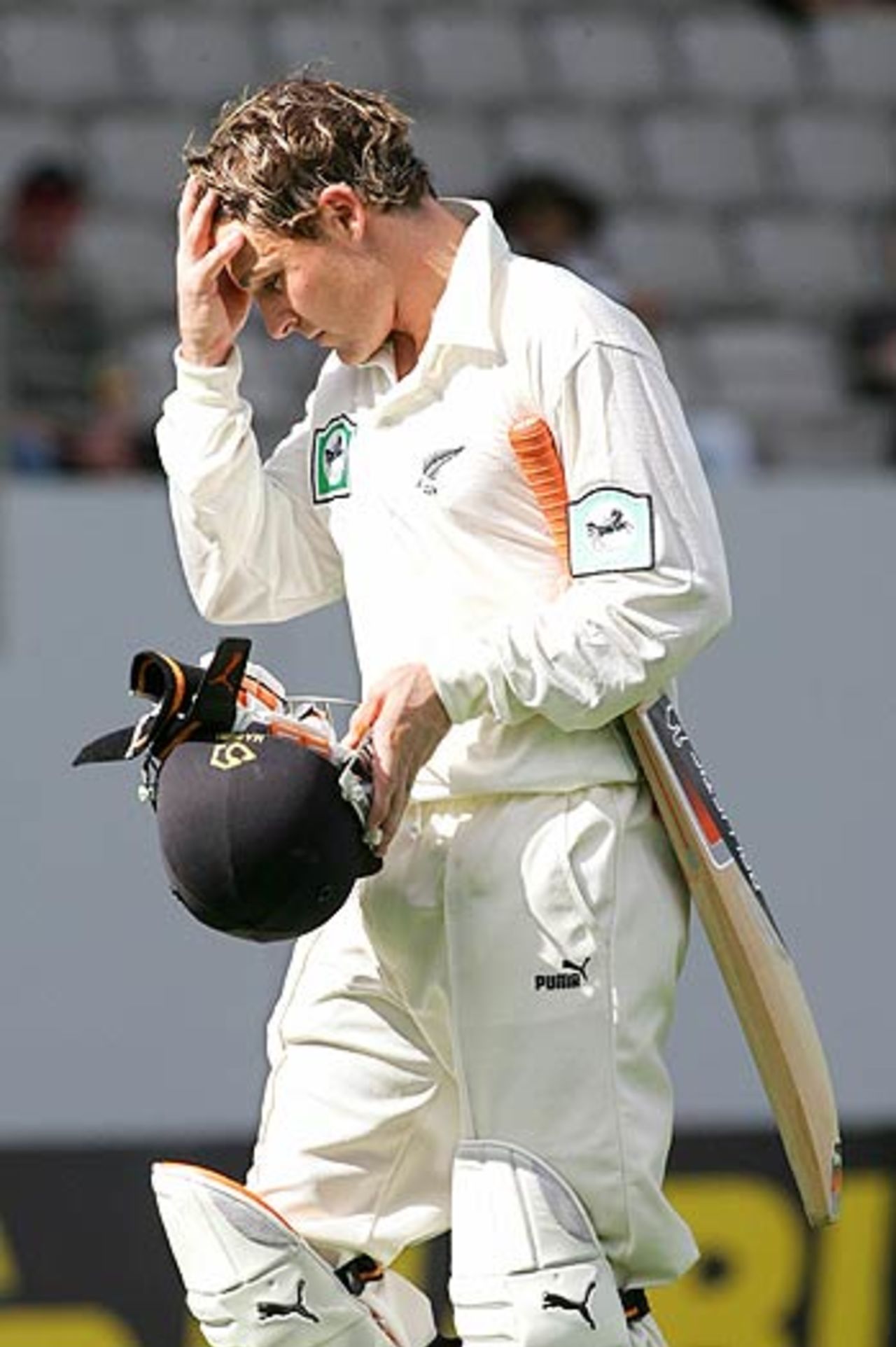 Brendon McCullum walks back after scoring an impressive half-century, New Zealand v West Indies, 1st Test, Auckland, 3rd day, March 11 2006