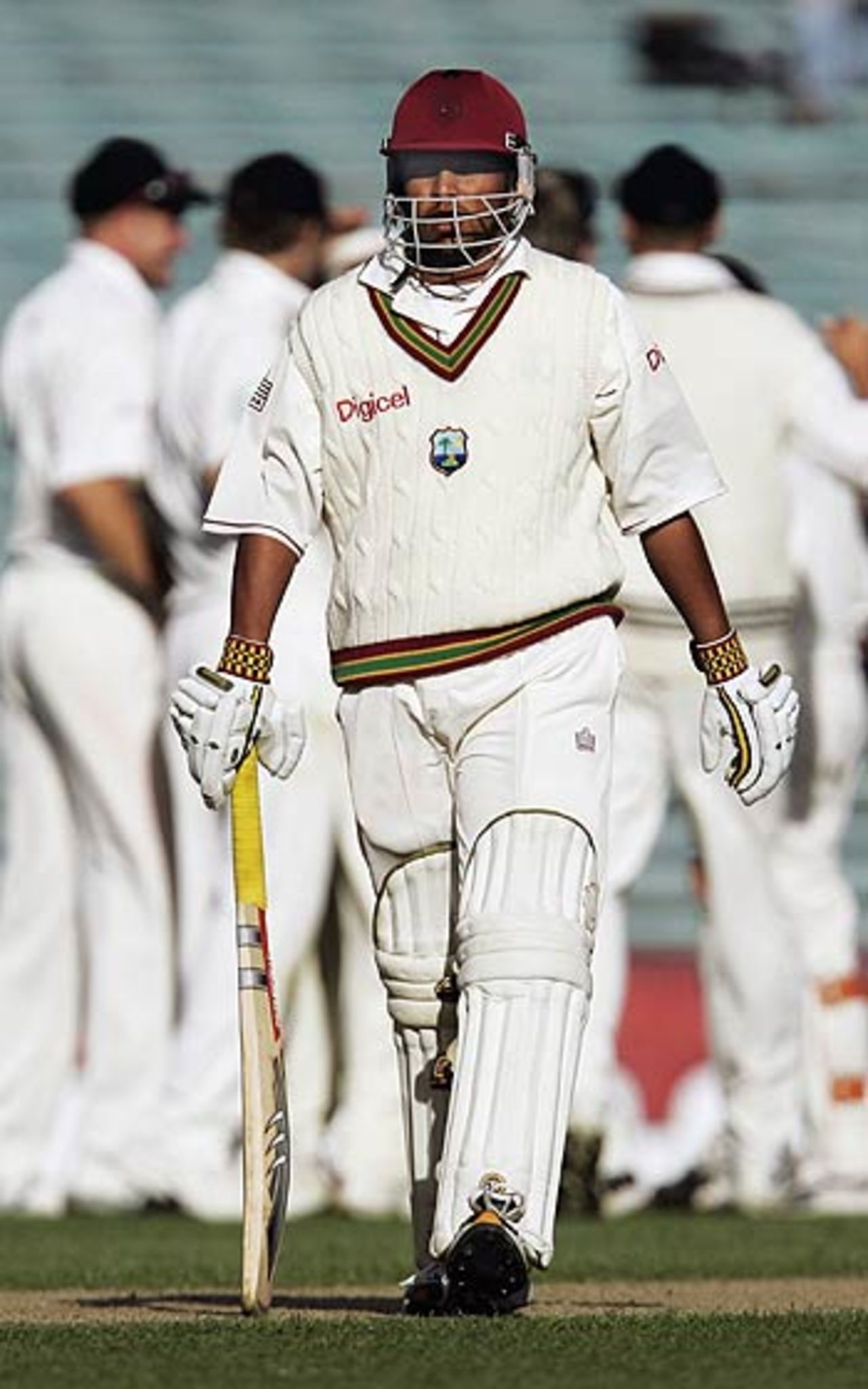 Ramnaresh Sarwan walks back after being caught out, New Zealand v West Indies, 1st Test, Auckland, 4th day, March 12, 2006