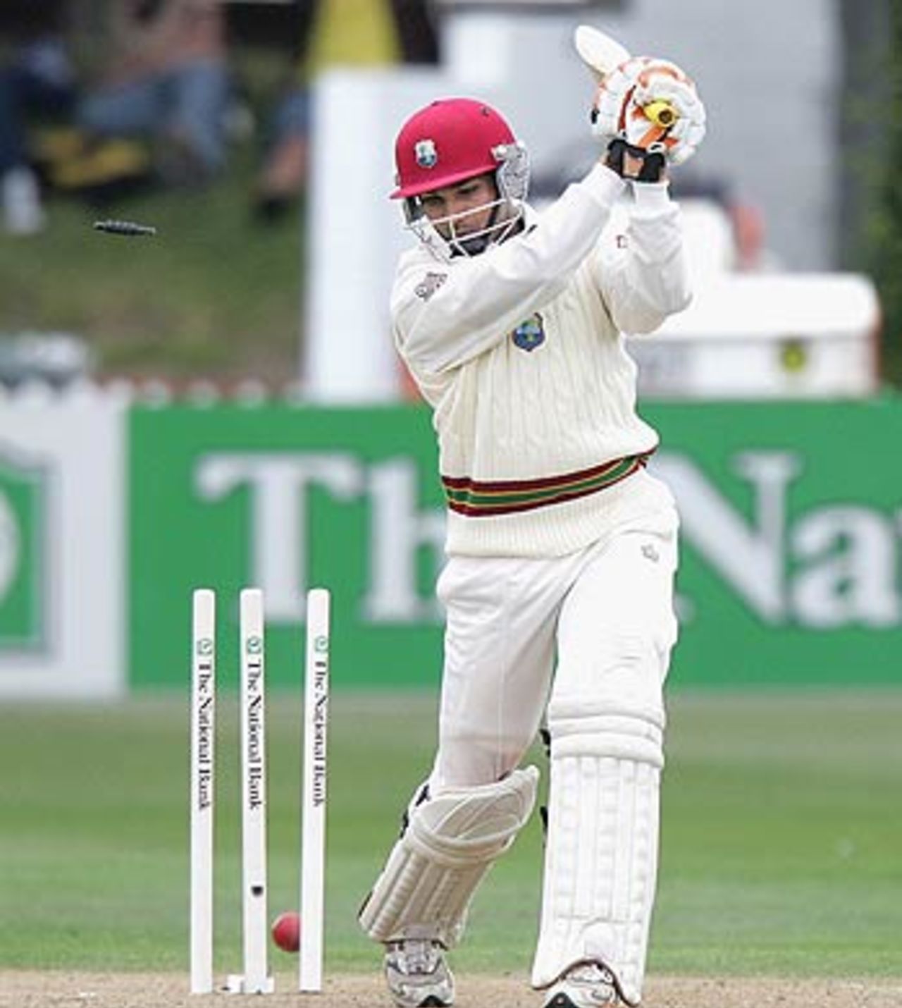 Denesh Ramdin drags one onto his stumps, New Zealand v West Indies, 2nd Test, Wellington, 1st day, March 17 2006
