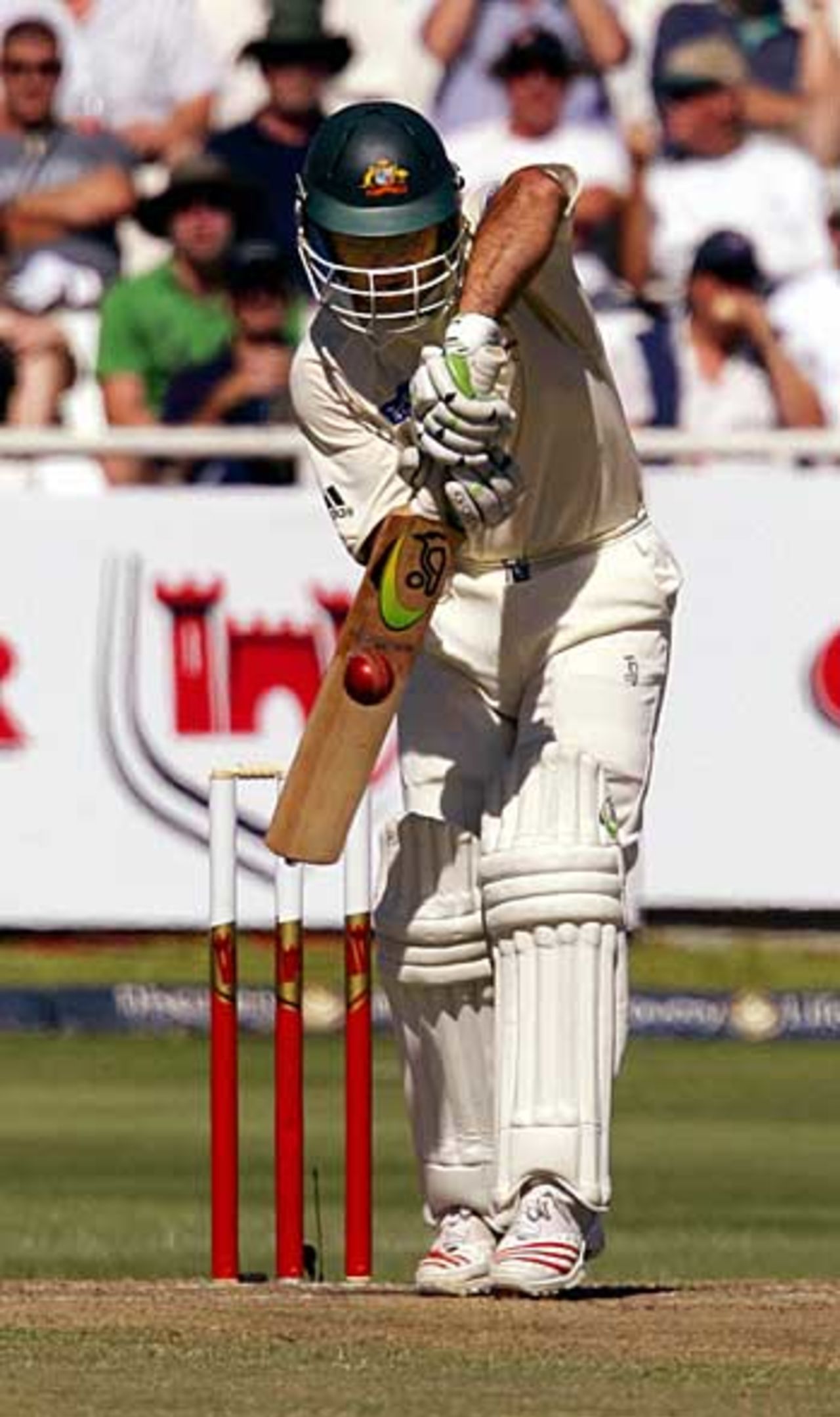 Ricky Ponting defends watchfully, South Africa v Australia, 1st Test, Cape Town, March 17, 2006