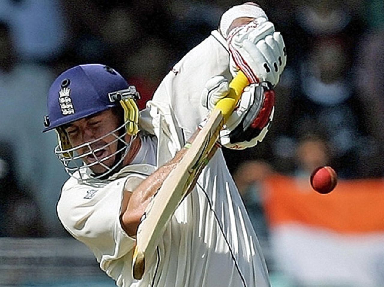 Kevin Pietersen fends off a bouncer, India v England, 3rd Test, Mumbai, 1st day, March 18, 2006