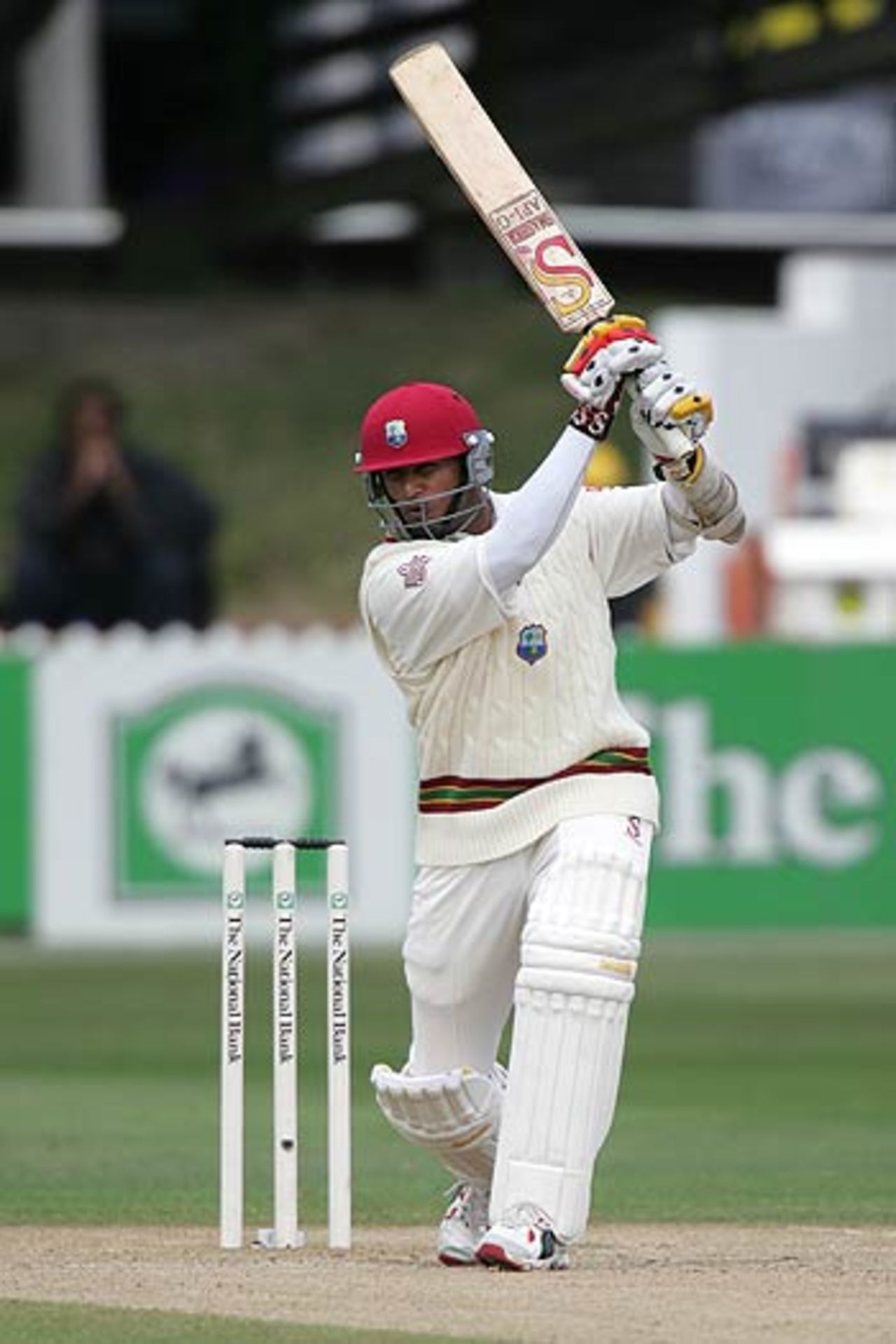 Daren Ganga drives the ball on the off side for a boundary, 
New Zealand v West Indies, 2nd Test, Wellington, 3rd day, March 19 2006