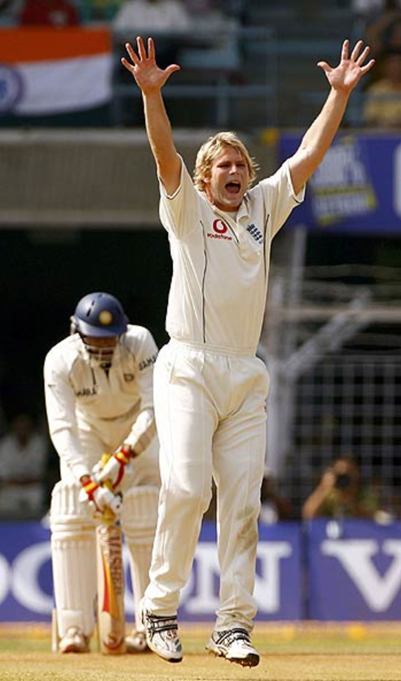 Matthew Hoggard trapped Anil Kumble lbw early on day five, India v England, 3rd Test, Mumbai, March 22, 2006