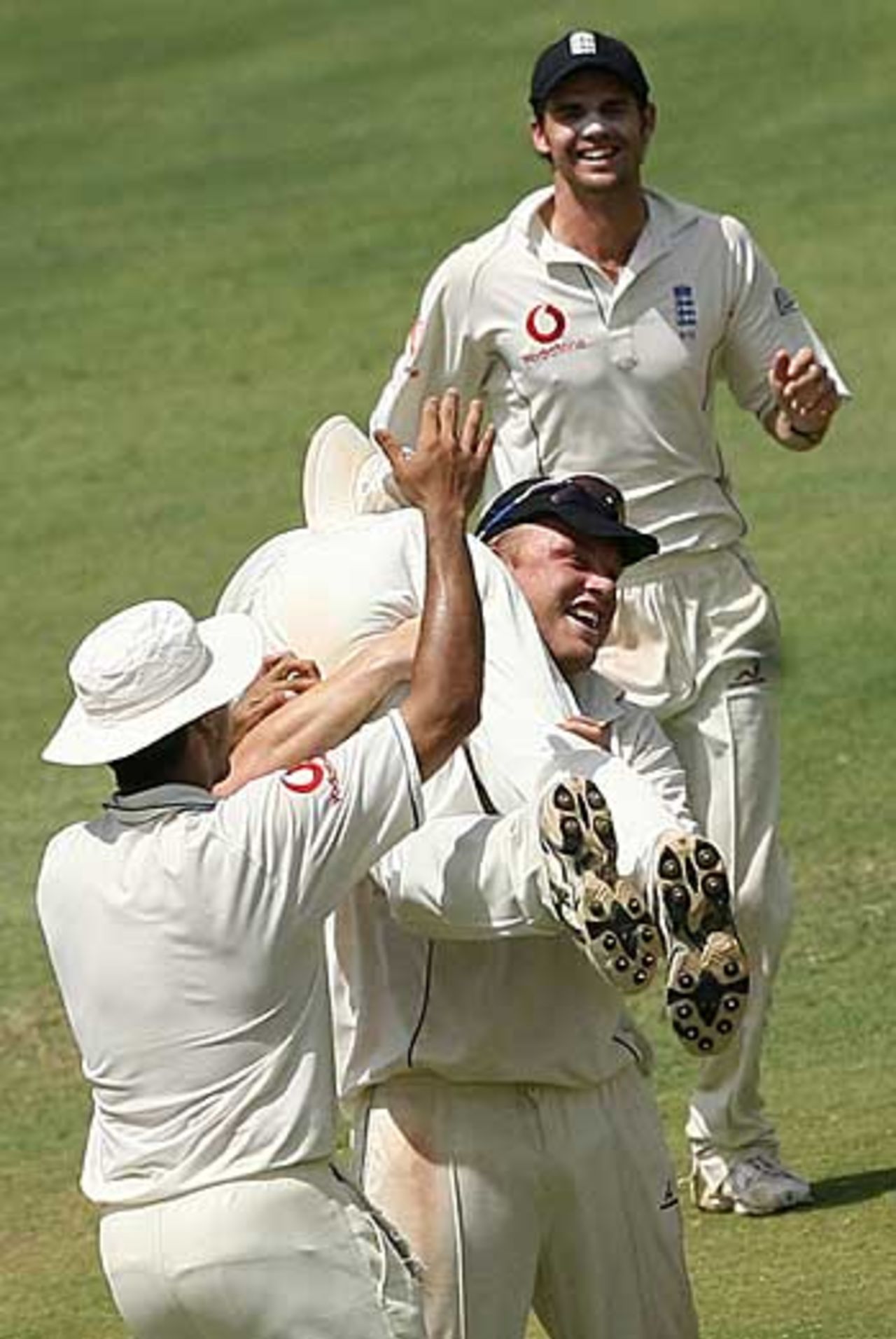 Andrew Flintoff lifts Andrew Strauss after England beat India, India v England, 3rd Test, Mumbai, March 22, 2006