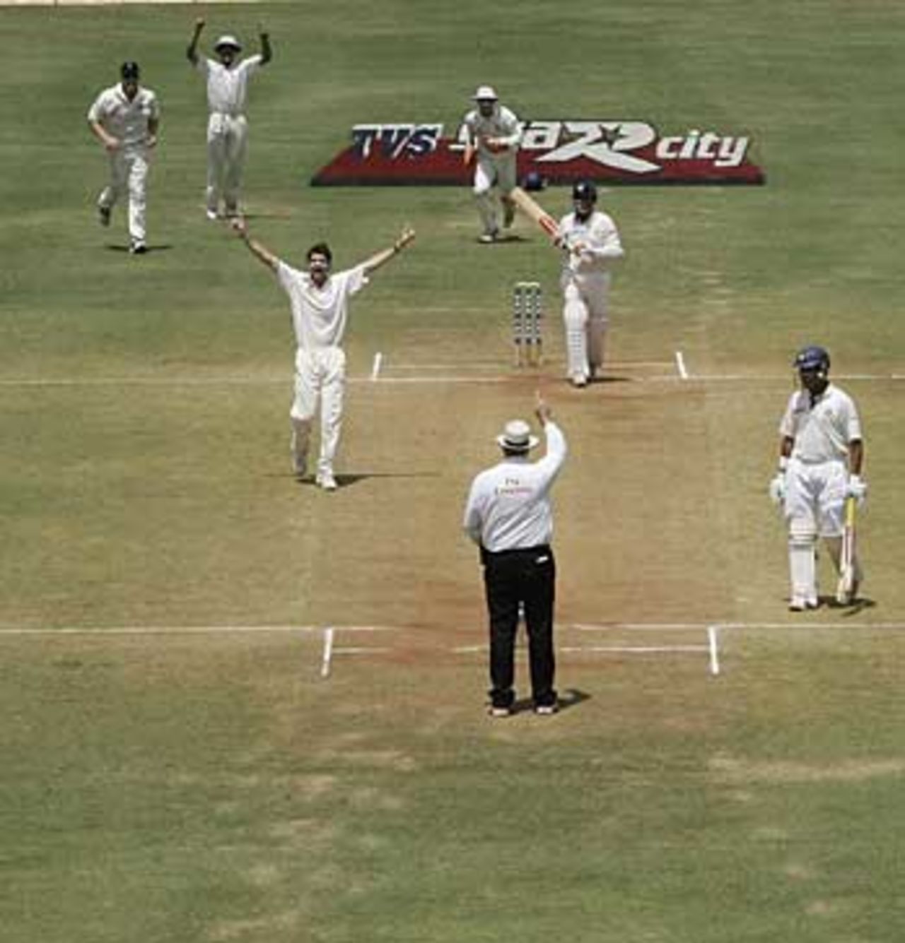 James Anderson successfully appeals for Virender Sehwag's wicket, India v England, 3rd Test, Mumbai, March 22, 2006