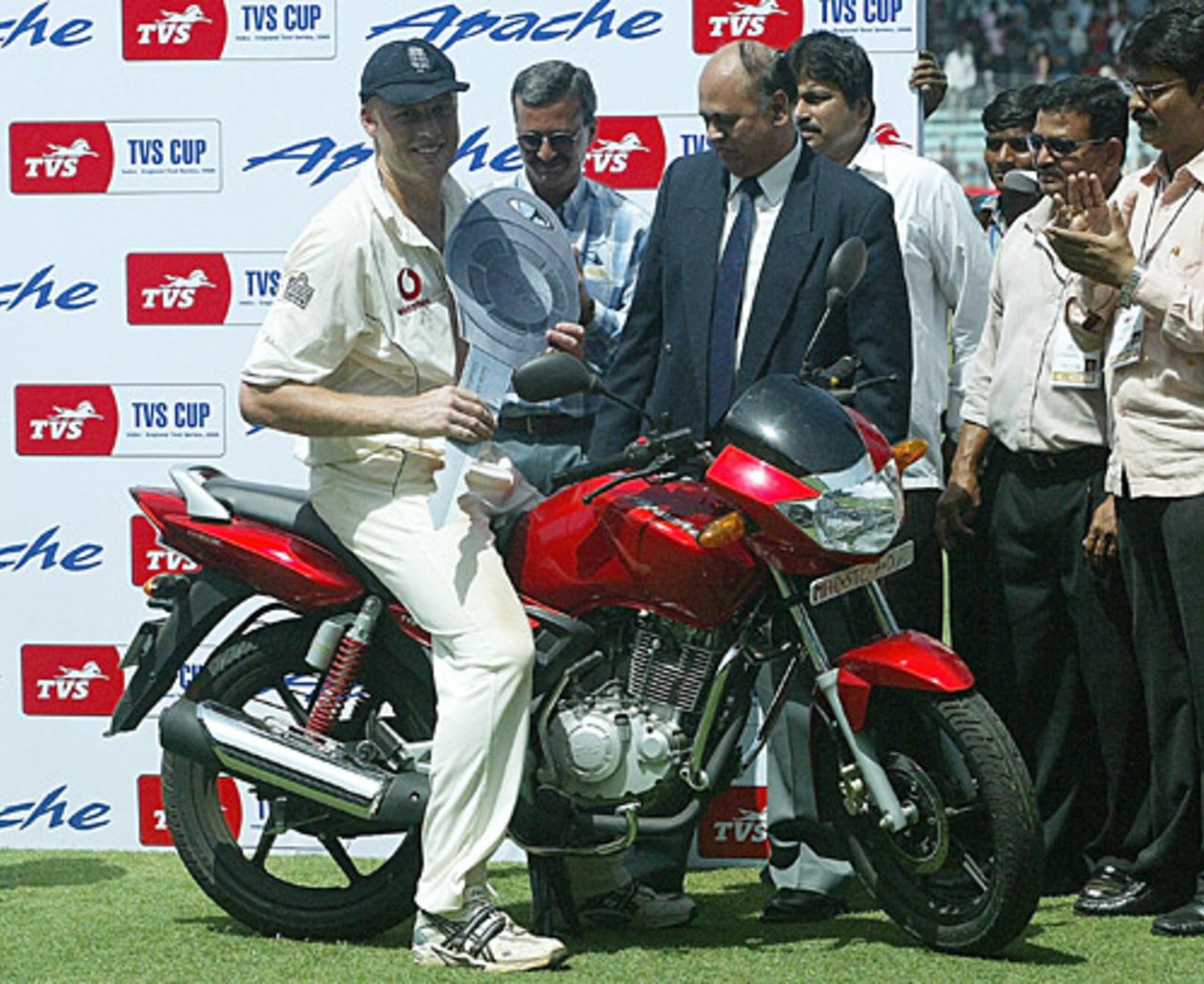 Andrew Flintoff was given a bike as his Man-of-the-Match award, India v England, 3rd Test, Mumbai, March 22, 2006