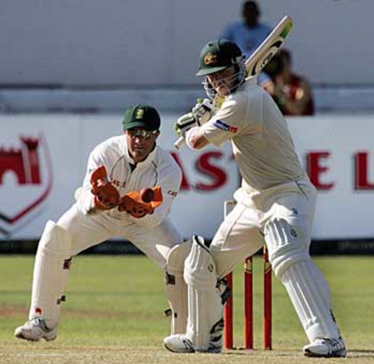 Damien Martyn waits on the back foot, South Africa v Australia, 2nd Test, 1st day, Durban, March 24, 2006