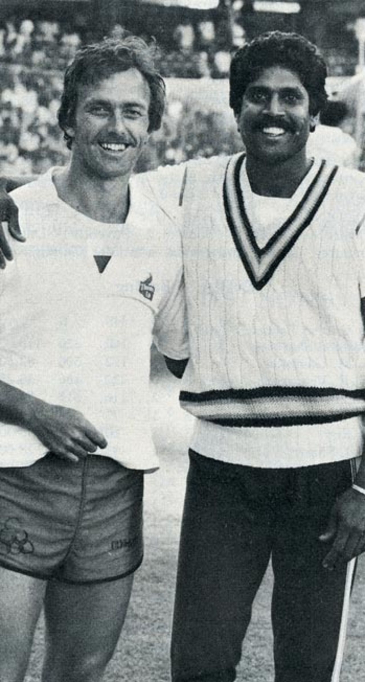 Geoff Cook and Kapil Dev in India, February 24, 1982