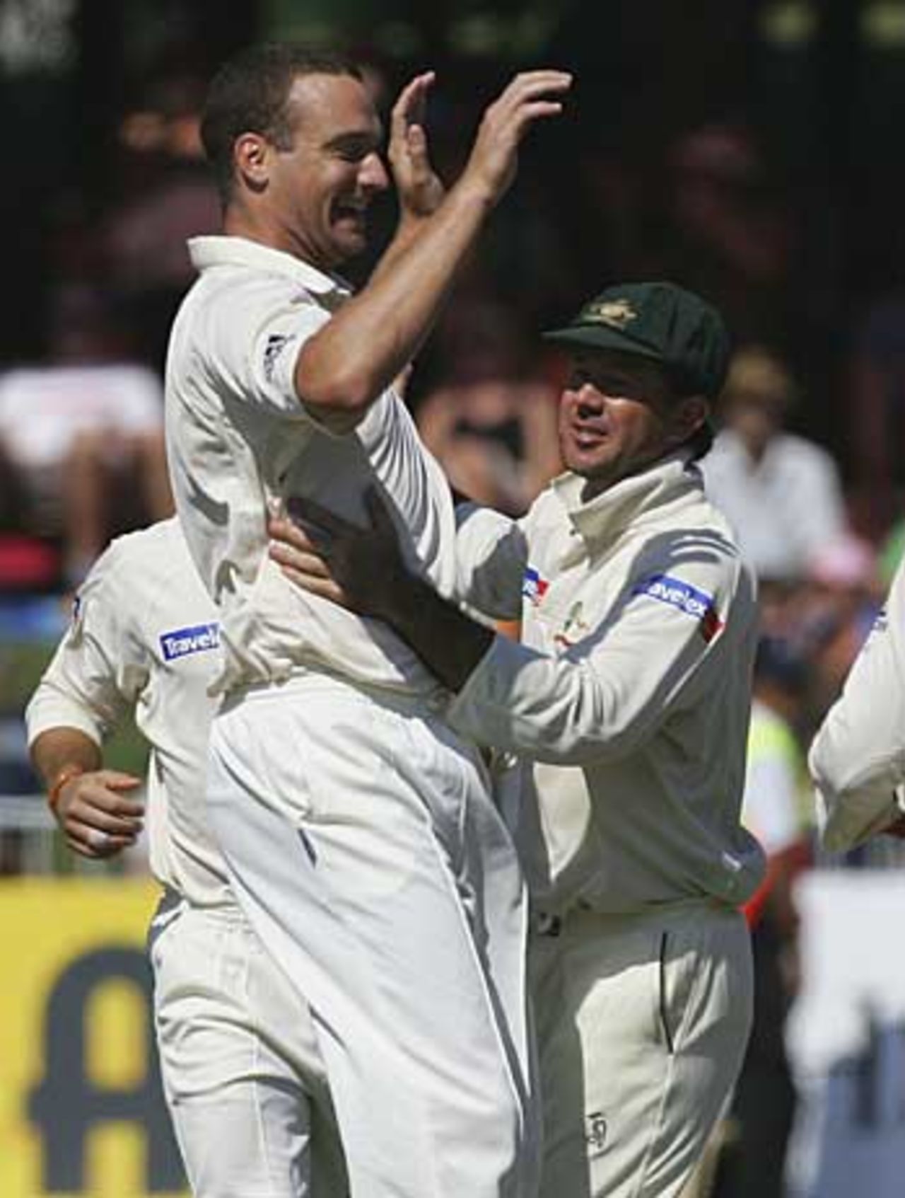 Stuart Clark makes the breakthrough for Australia dismissing AB de Villiers shortly after bringing up his fifty, South Africa v Australia, 2nd Test, Durban, March 26, 2006