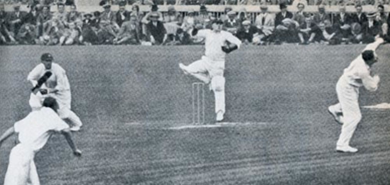 Bill Ponsford chips a ball over Percy Chapman, England v Australia, Old Trafford, 1930