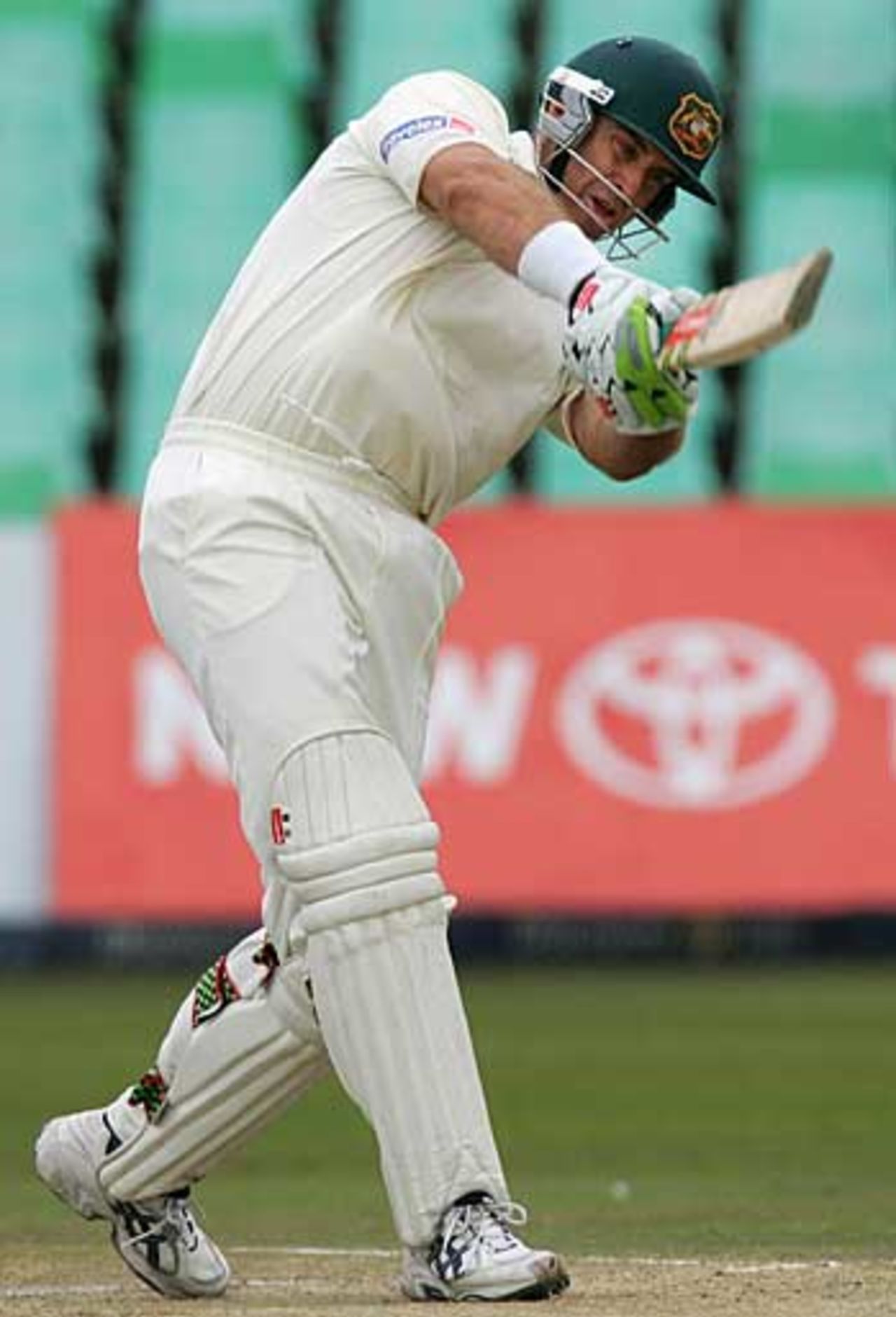 Matthew Hayden drives through the line during his hundred, South Africa v Australia, 2nd Test, Durban, March 27, 2006