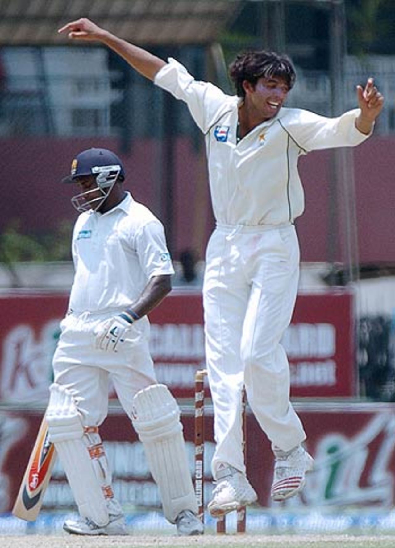 Mohammad Asif nabs Sanath Jayasuriya for 13, 
Sri Lanka v Pakistan, 1st Test, Colombo (SSC), 3rd day, March 28 2006