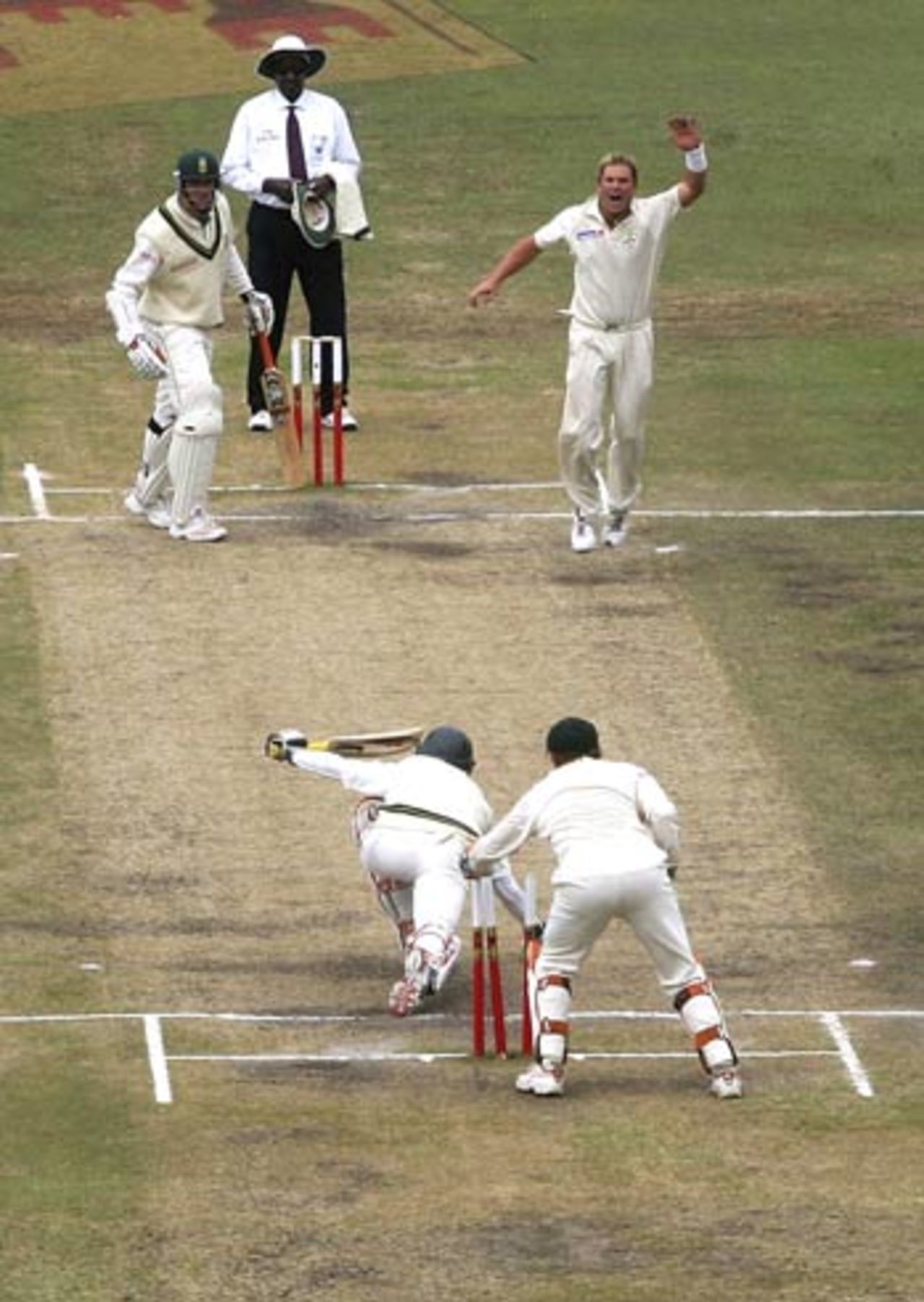AB de Villiers is stumped by Adam Gilchrist off the bowling of Shane Warne, South Africa v Australia, 2nd Test, Durban, March 28, 2006