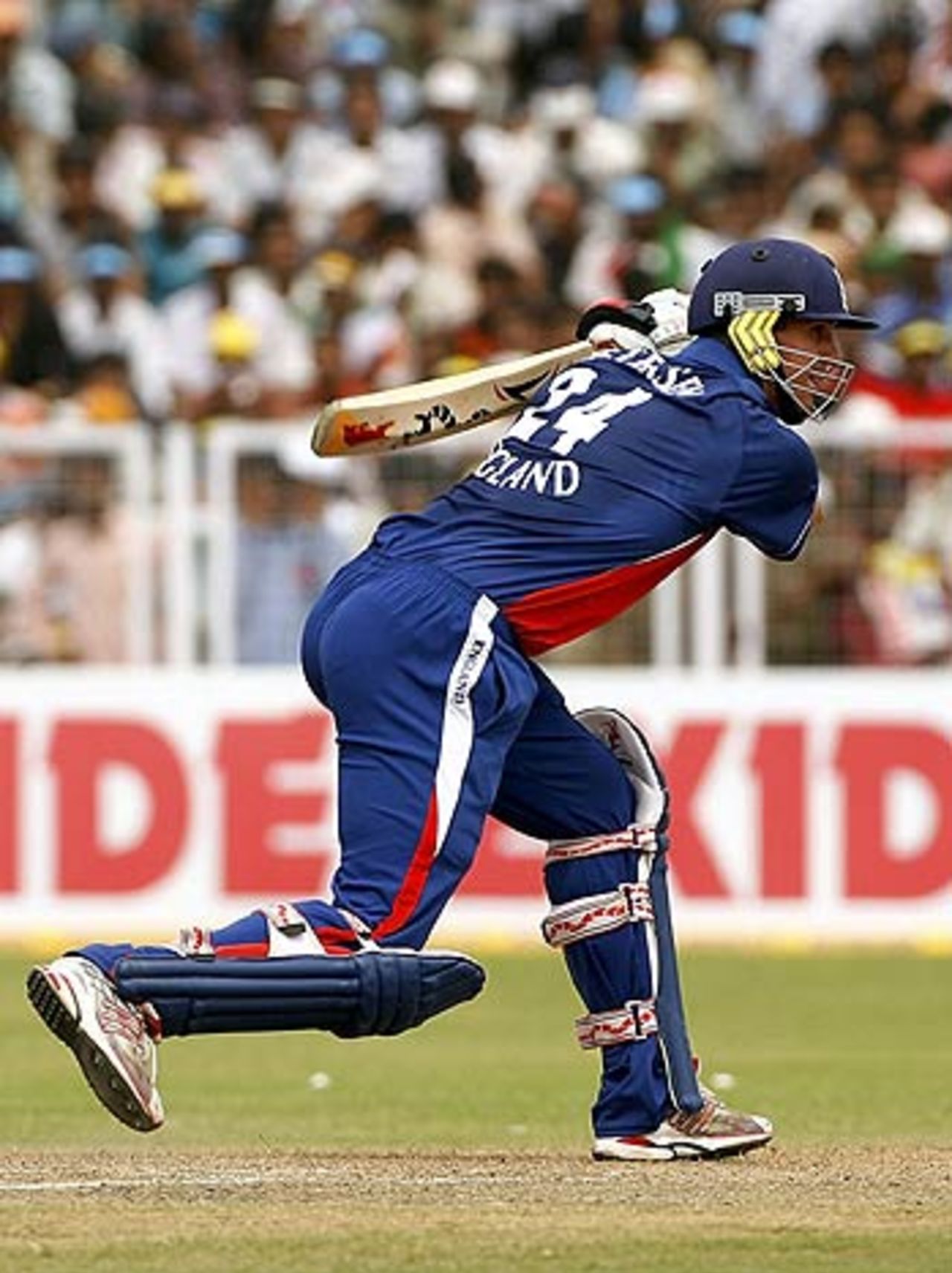 Kevin Pietersen drives to go past fifty, India v England, 2nd ODI, Faridabad, March 31, 2006