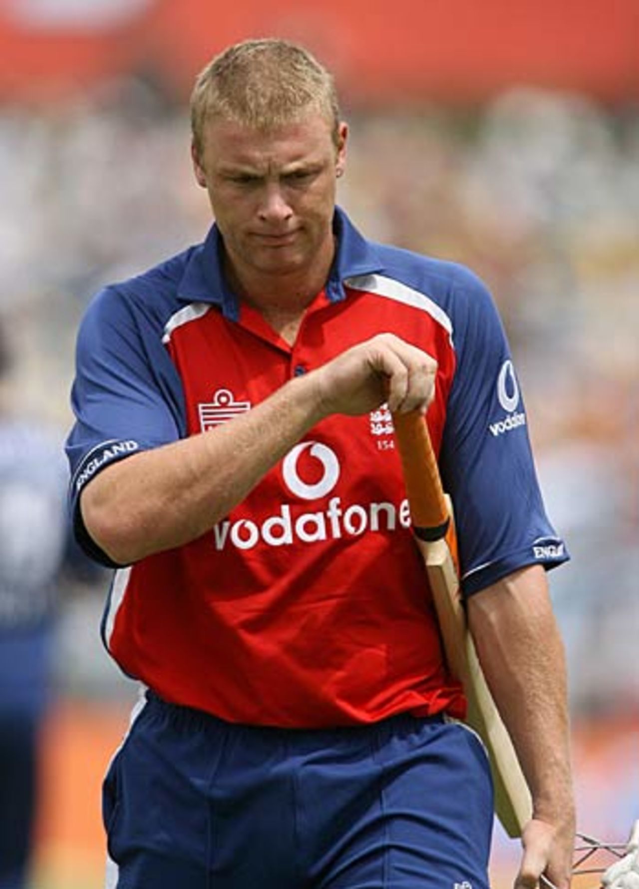 Andrew Flintoff made 45 less in his 100th ODI than in his first, India v England, 2nd ODI, Faridabad, March 31, 2006