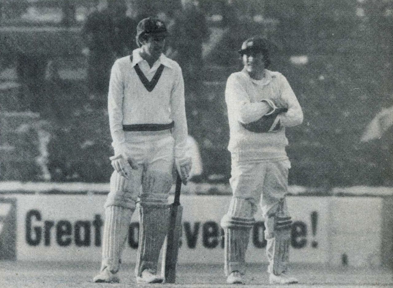 A sodden Greg Chappell and Alan Knott as the downpour continued in the final stages, England v Australia, 3rd ODI, The Oval, June 6, 1977