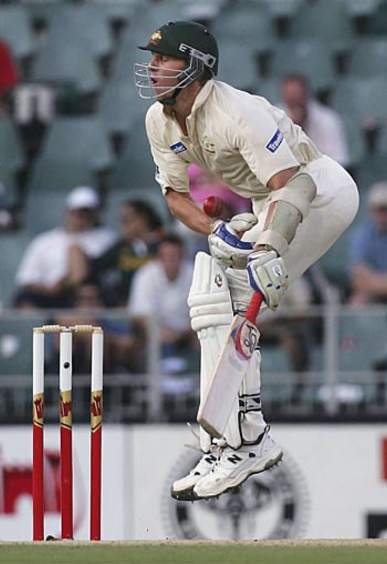 Brett Lee takes a painful blow as Australia battle to match South Africa's total. Moments later they were offered the light, South Africa v Australia, 3rd Test, Johannesburg, April 1, 2006