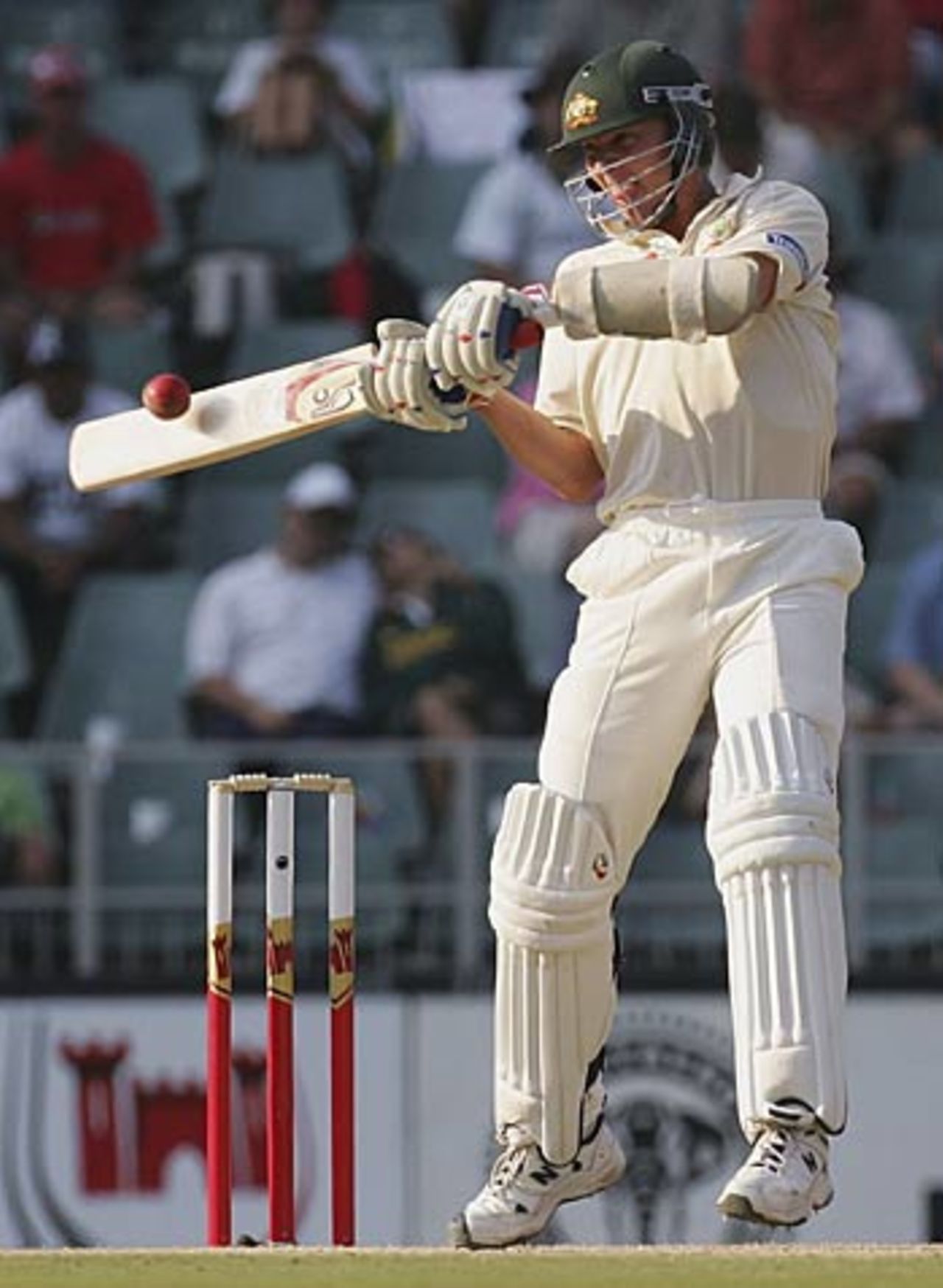 Brett Lee carves a boundary as he helps Australia recover from 106 for 5, South Africa v Australia, 3rd Test, Johannesburg, April 1, 2006