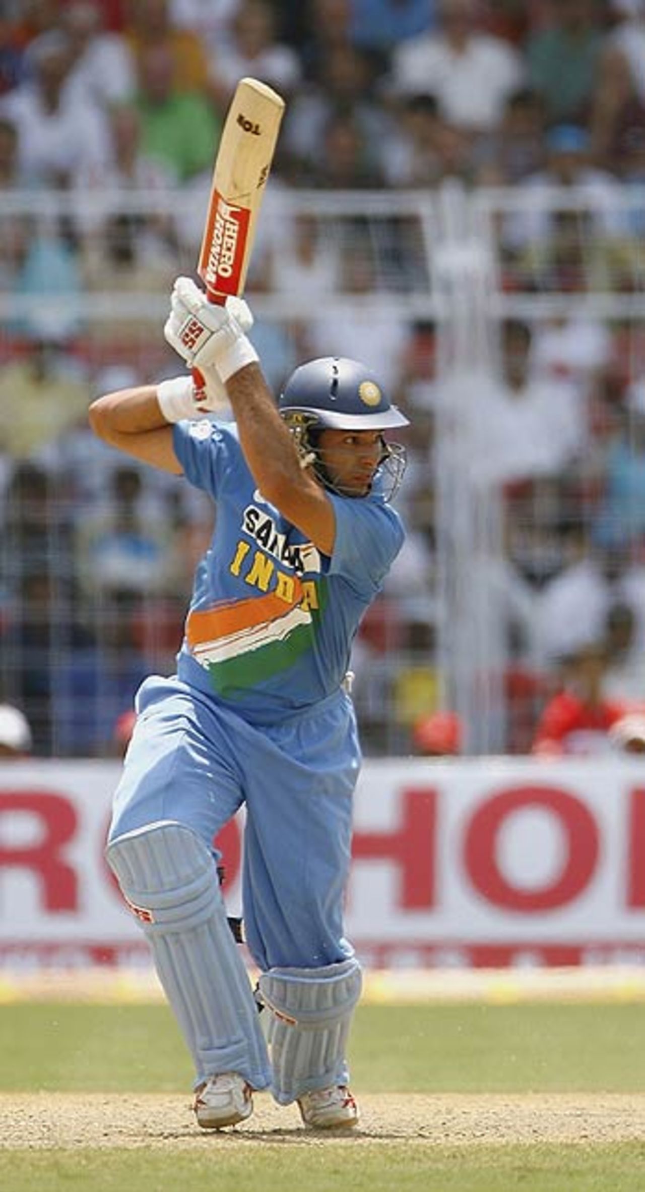 Yuvraj Singh drives through covers, India v England, 3rd ODI, Goa, April 3, 2006
