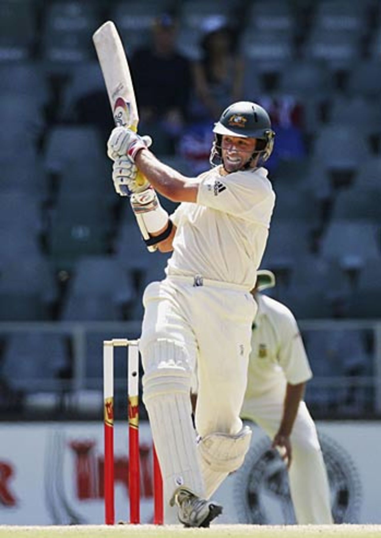Mike Hussey, opening in place of Justin Langer, led the Australian fight, South Africa v Australia, 3rd Test, Johannesburg, April 3, 2006