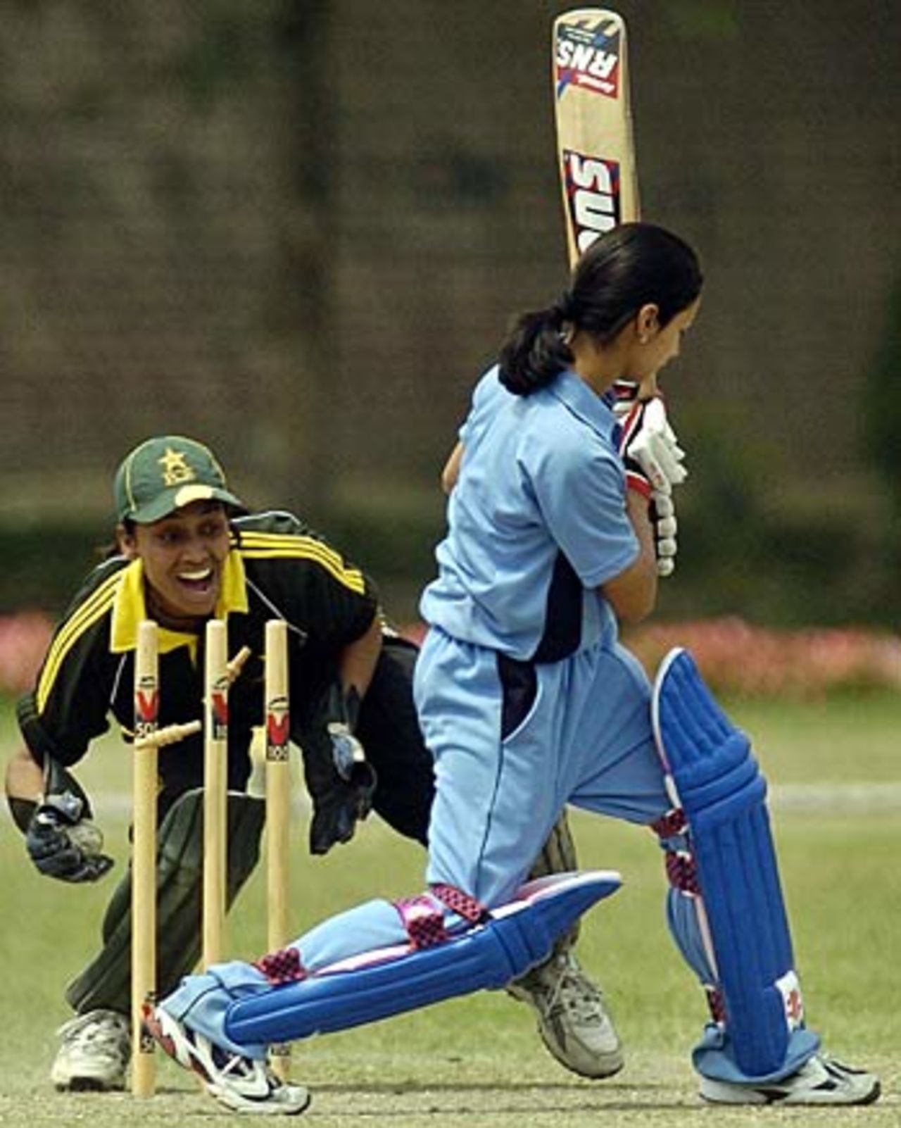 Delhi Blues Bod's Surabhi Dadheechi is stumped by Pakistan Cricket Board Greens wicketkeeper Batool Fatima, PCB Greens v Delhi Blues Bod,  Lahore, April 3, 2006